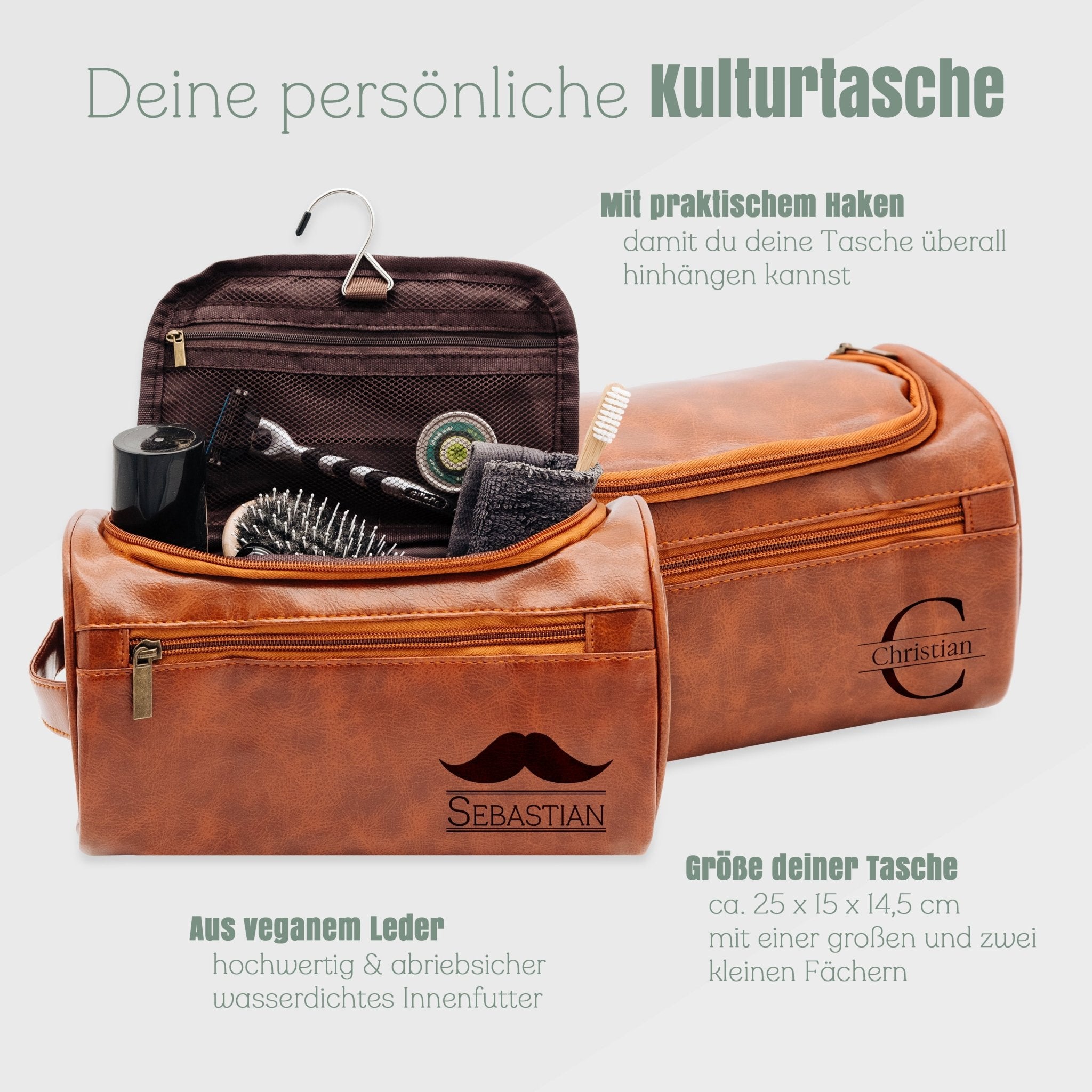 Leder Kulturbeutel - Motiv - Abenteuernah