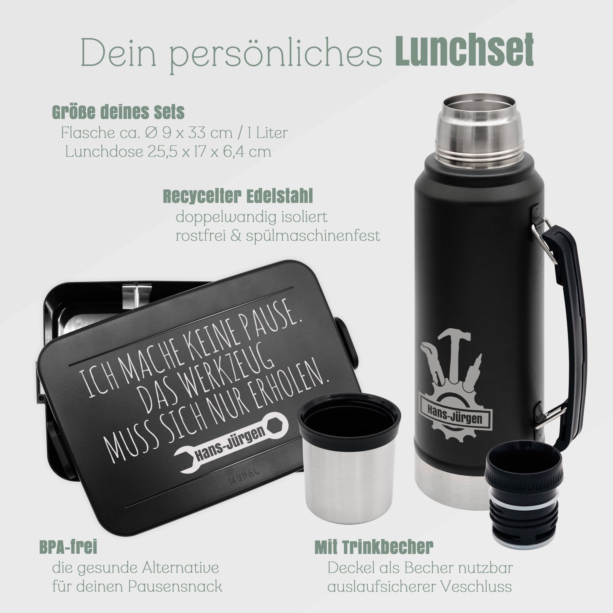 Lunchset - XXL Mepal Brotdose & Thermosflasche - Werkzeug - Abenteuernah