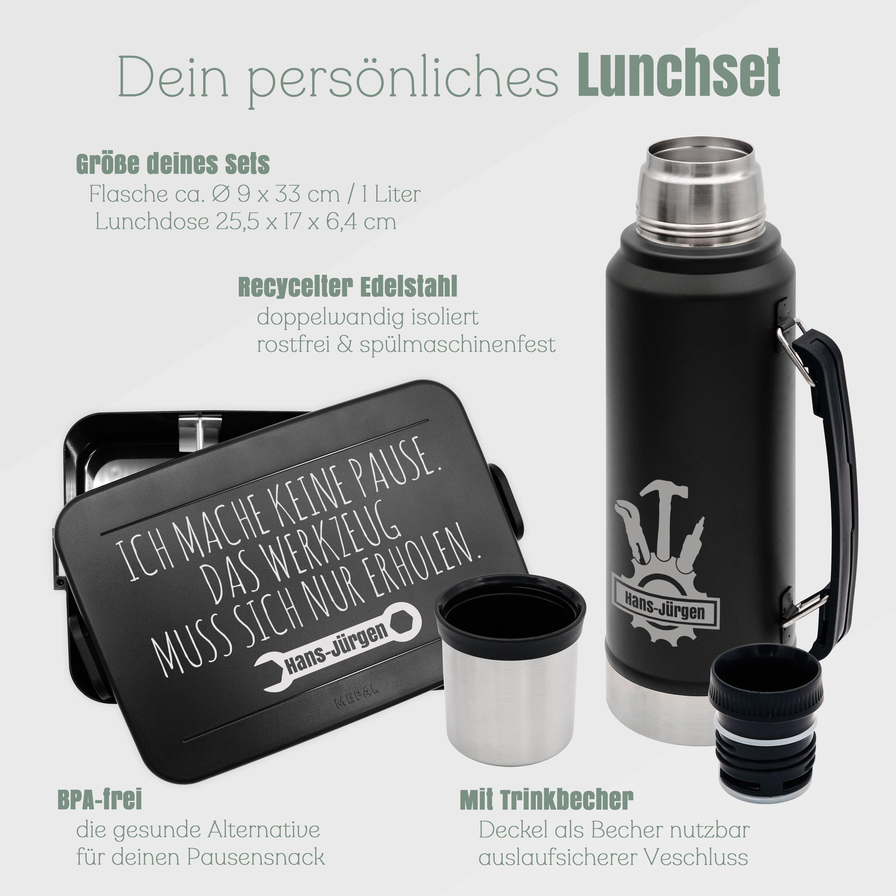 Lunchset - XXL Mepal Brotdose & Thermosflasche - Werkzeug