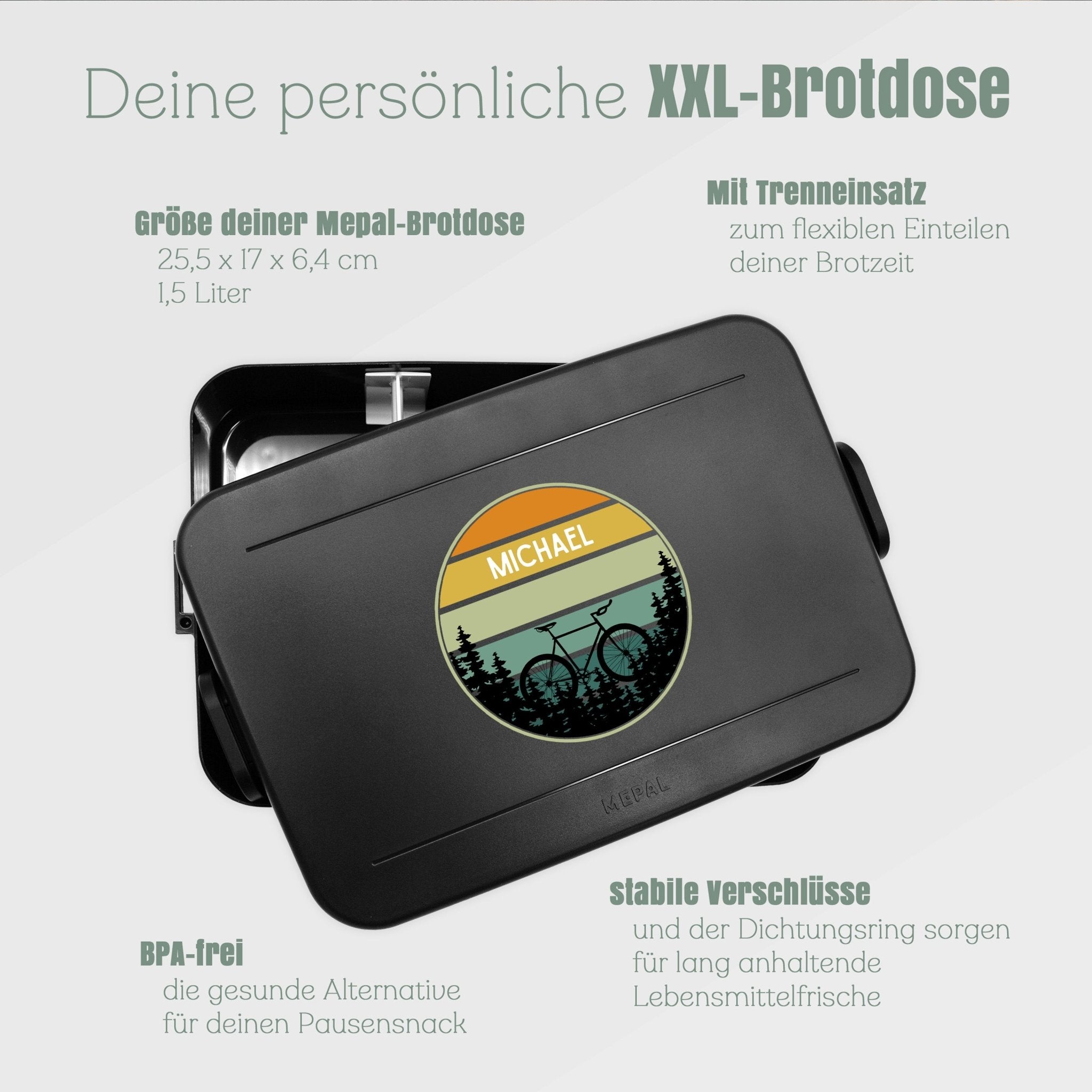 Mepal Brotdose schwarz XXL - Fahrradkreis - Abenteuernah