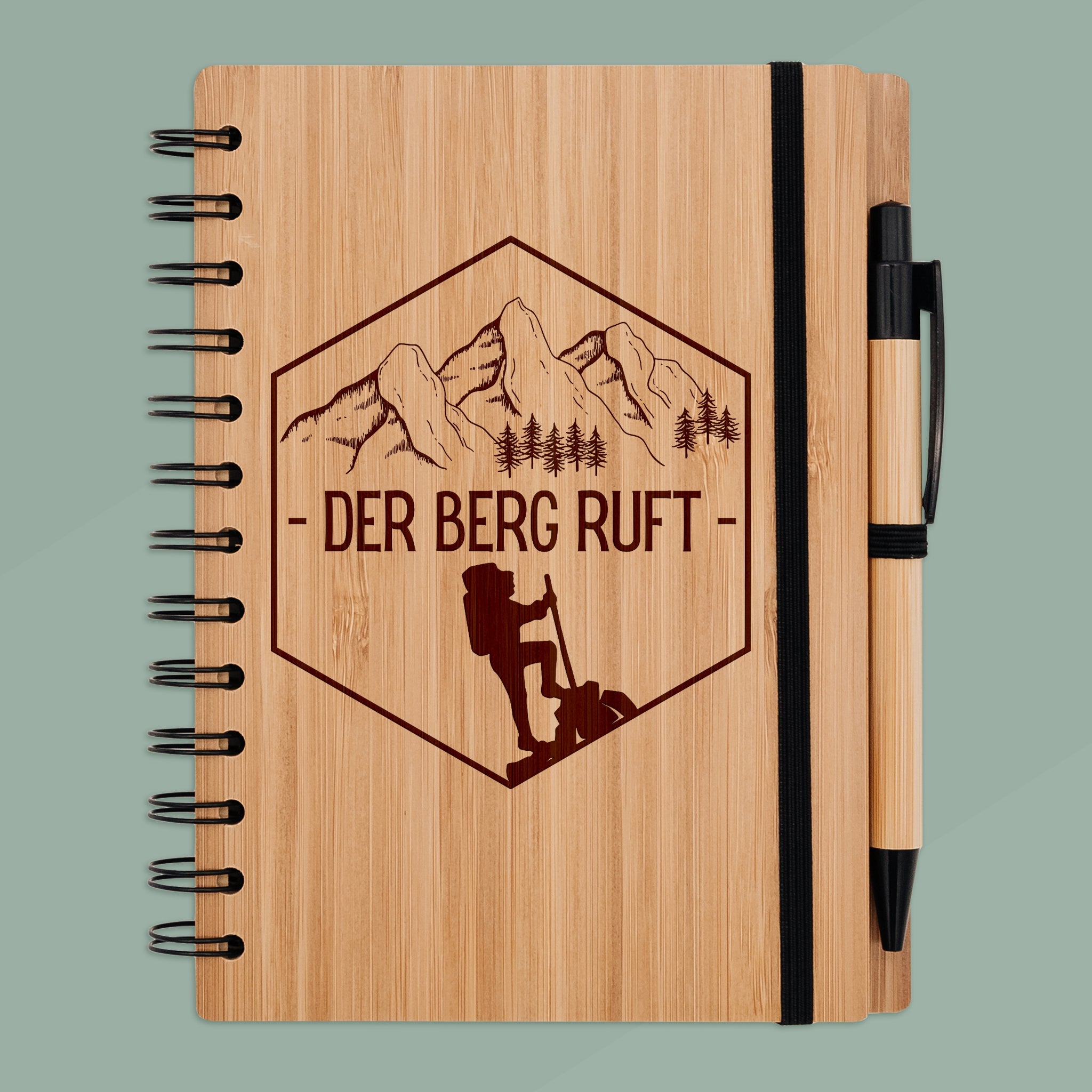 Notizbuch Holz - Der Berg ruft - Abenteuernah