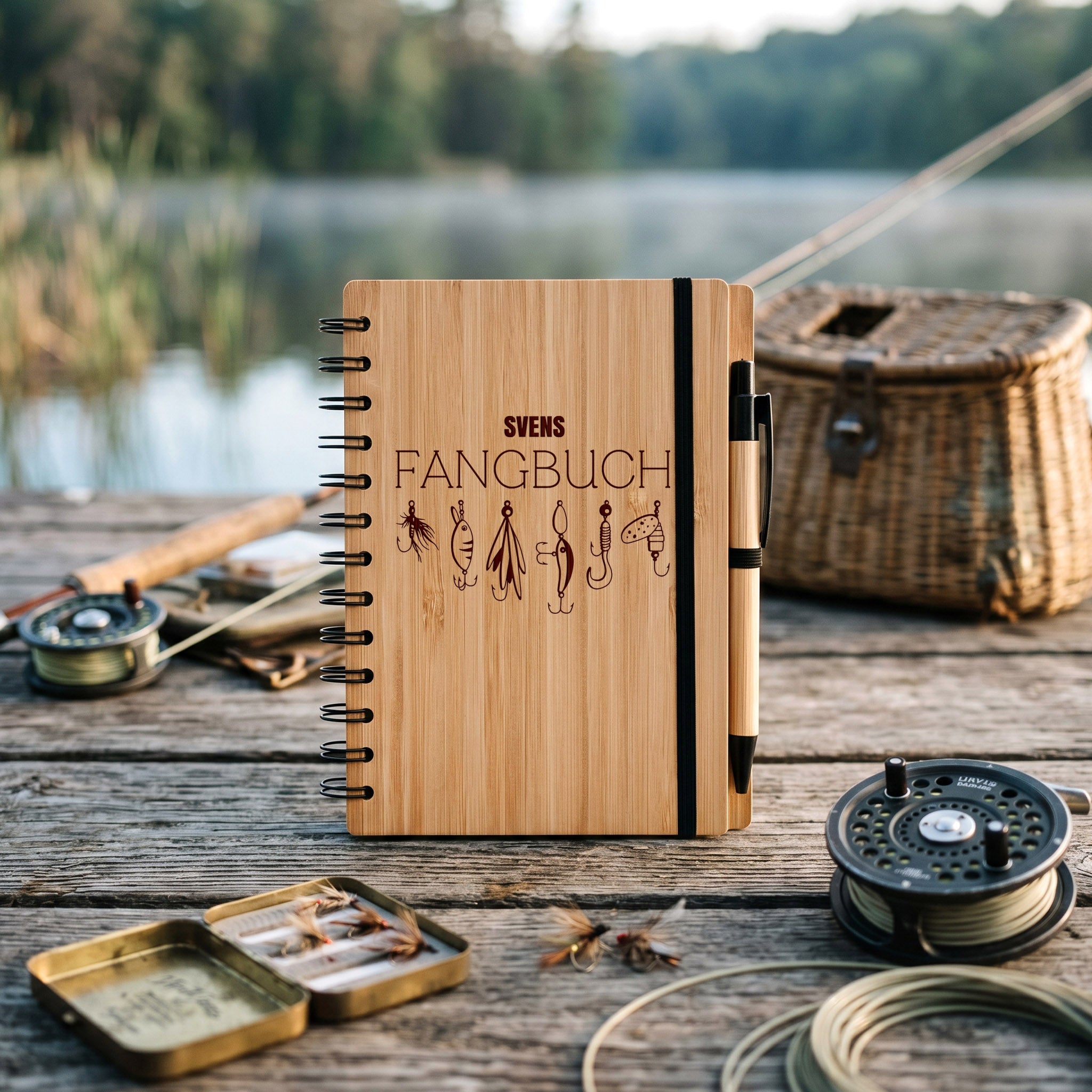 Notizbuch Holz - Fangbuch Köder - Abenteuernah