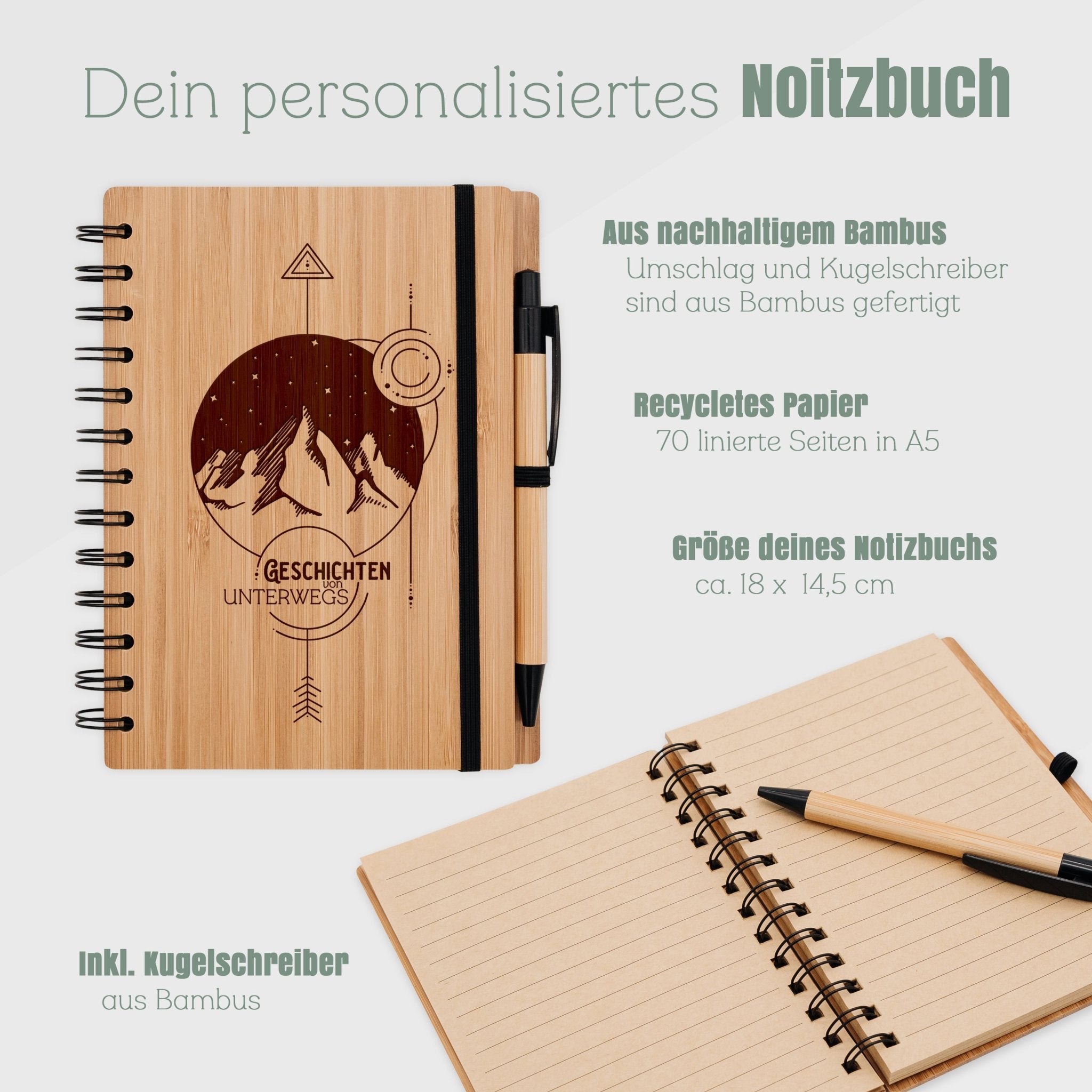 Notizbuch Holz - Landschaft Geo - Abenteuernah