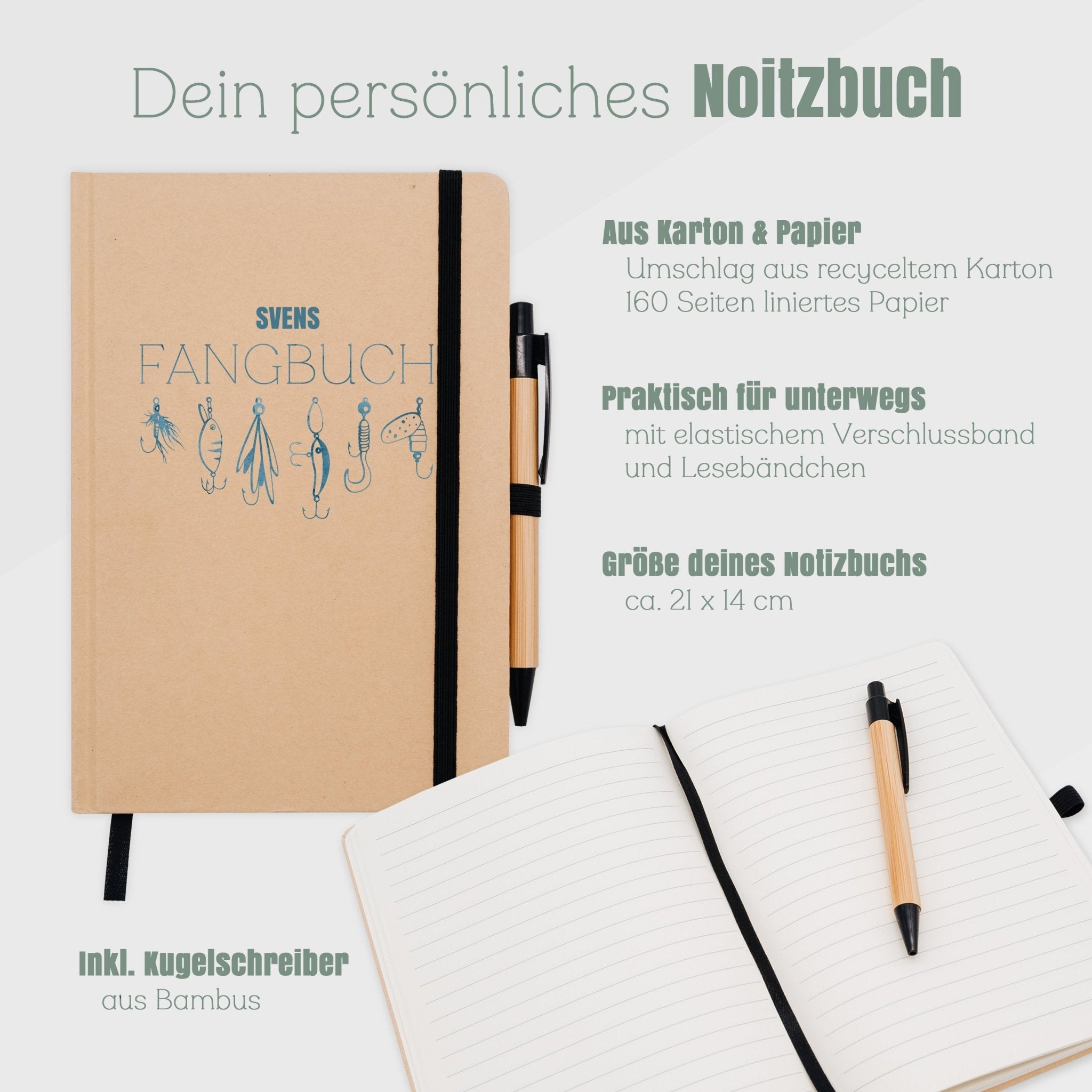 Notizbuch Karton - Fangbuch Angelköder - Abenteuernah