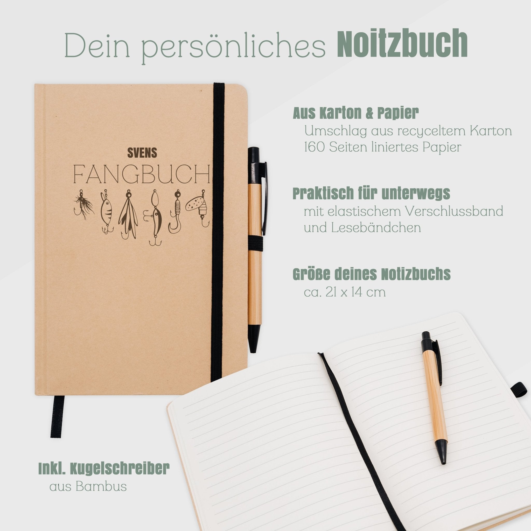 Notizbuch Karton - Fangbuch Angelköder - Abenteuernah