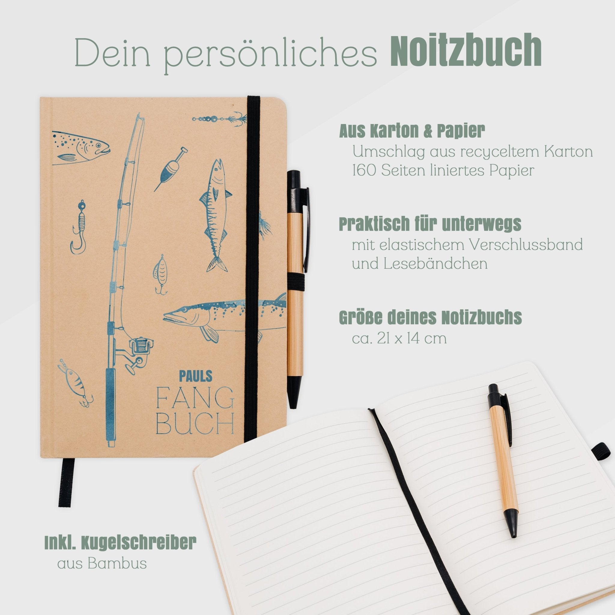 Notizbuch Karton - Fangbuch Angelzubehör - Abenteuernah