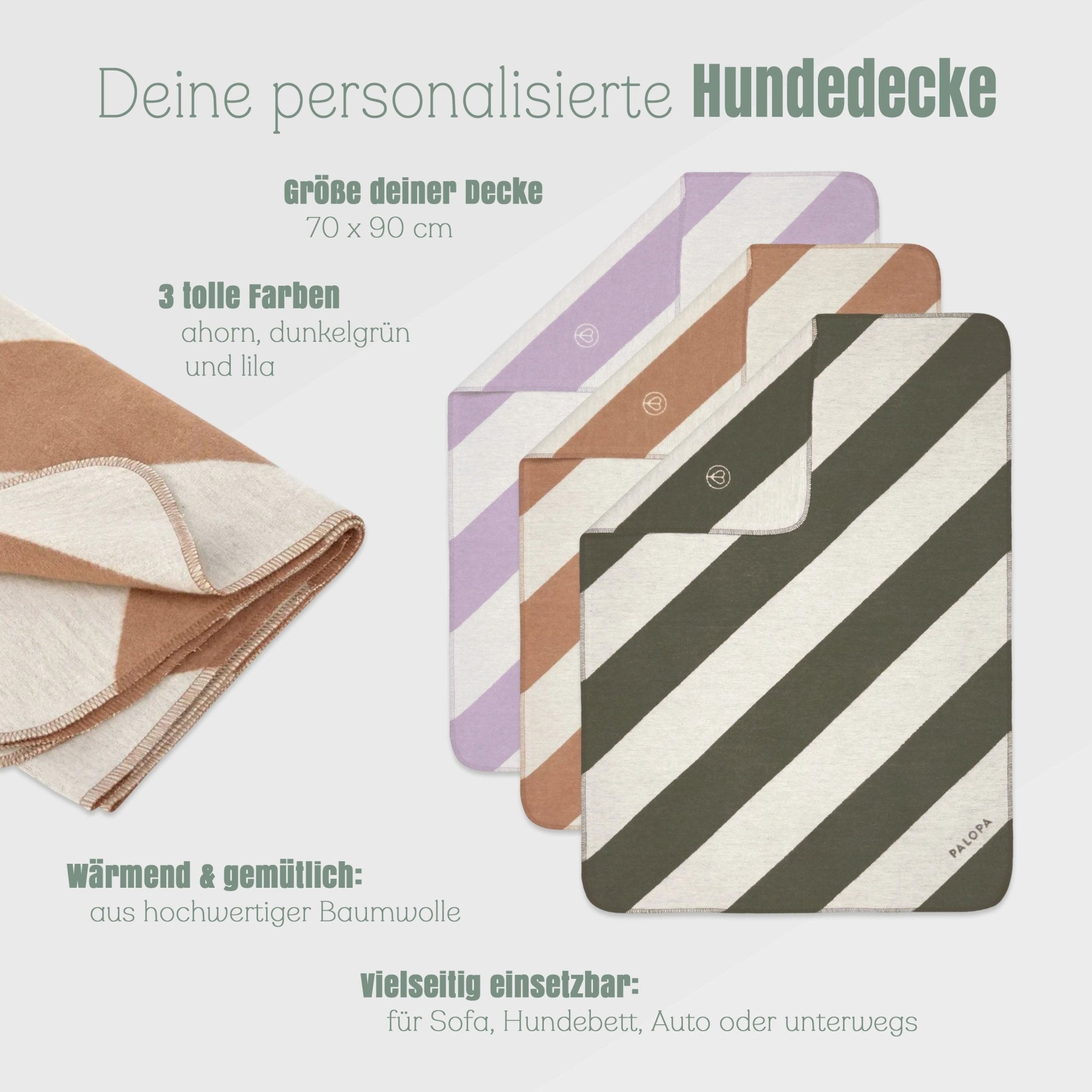 Palopa Hunde kuschelige Fleecedecke M Gestreift - Wunschname - Abenteuernah