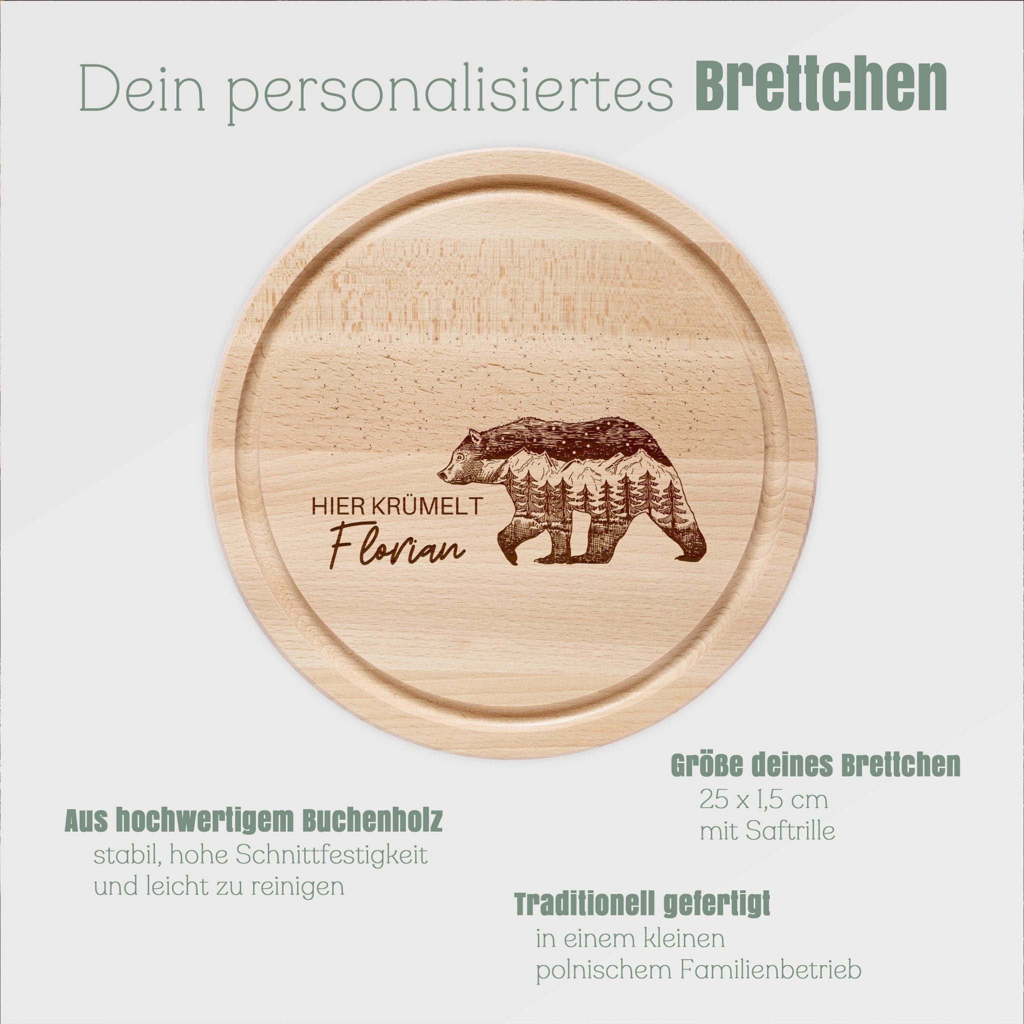 Rundes Holzbrett - Bär Berge - Abenteuernah