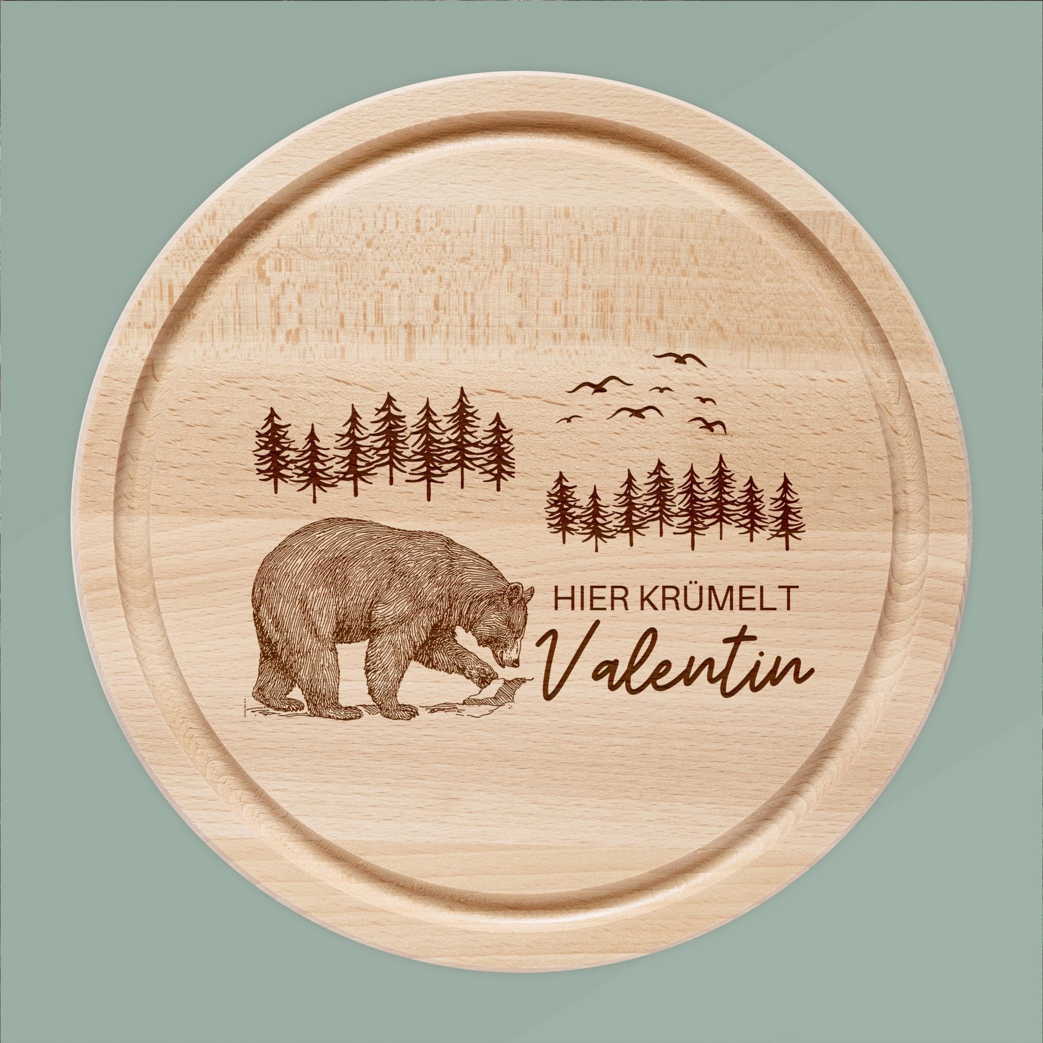 Rundes Holzbrett - Bär Wald - Abenteuernah