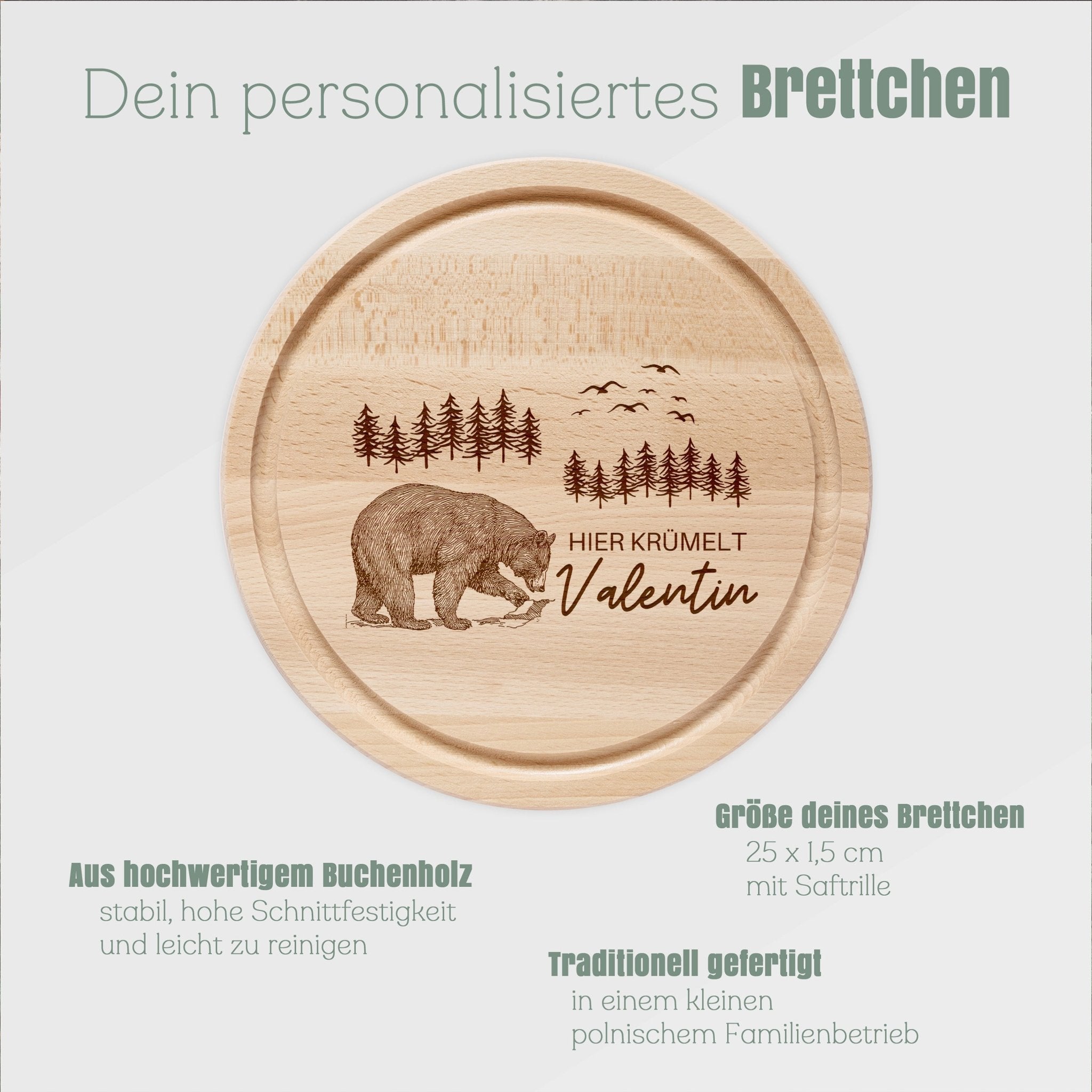 Rundes Holzbrett - Bär Wald - Abenteuernah