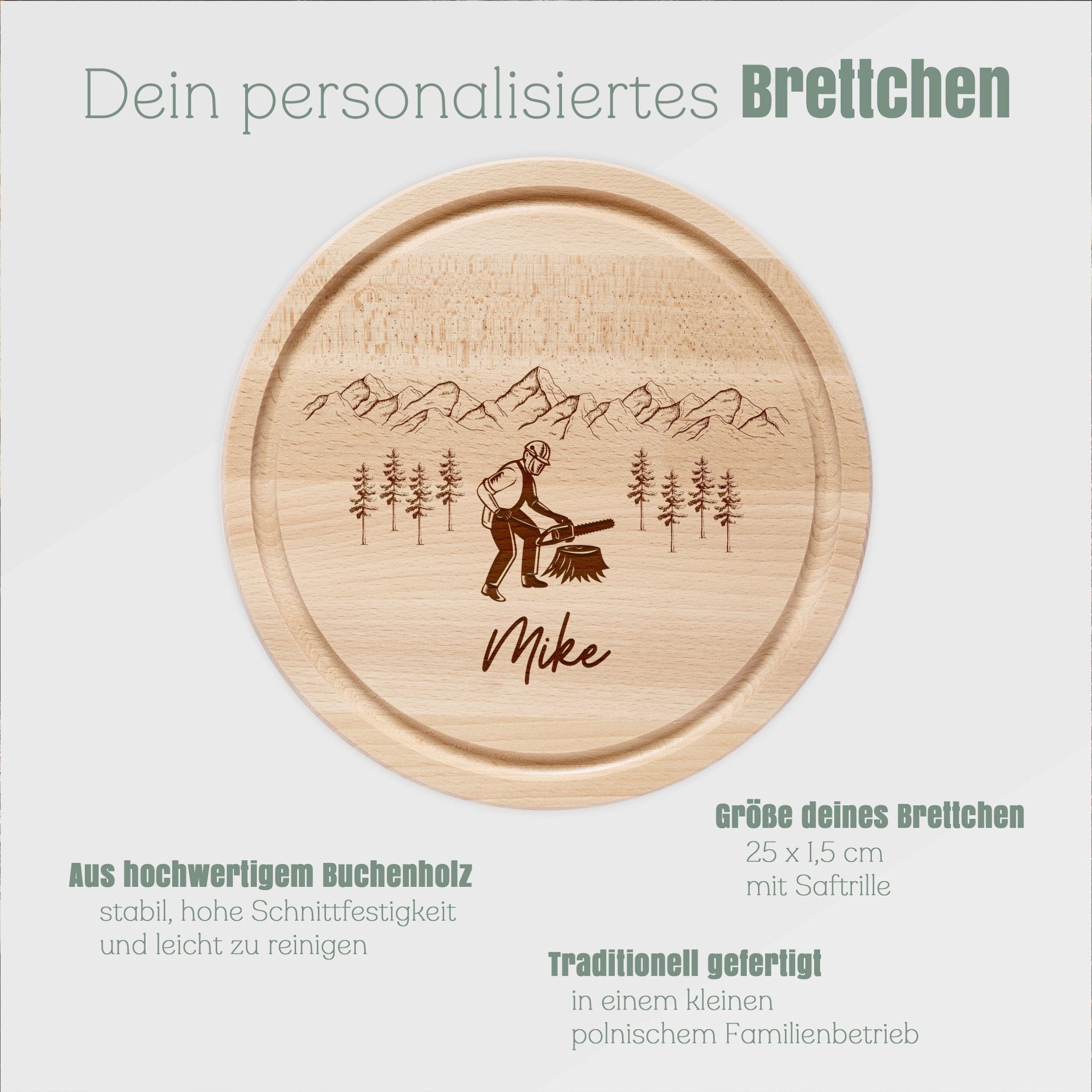 Rundes Holzbrett - Baumfäller - Abenteuernah