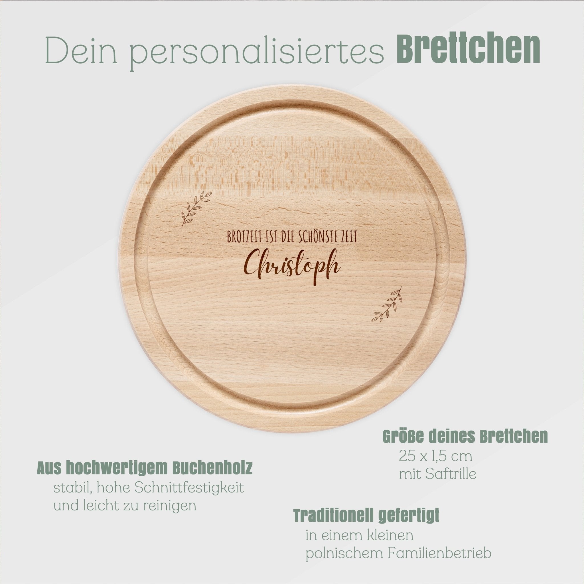 Rundes Holzbrett - Brotzeit schönste Zeit - Abenteuernah