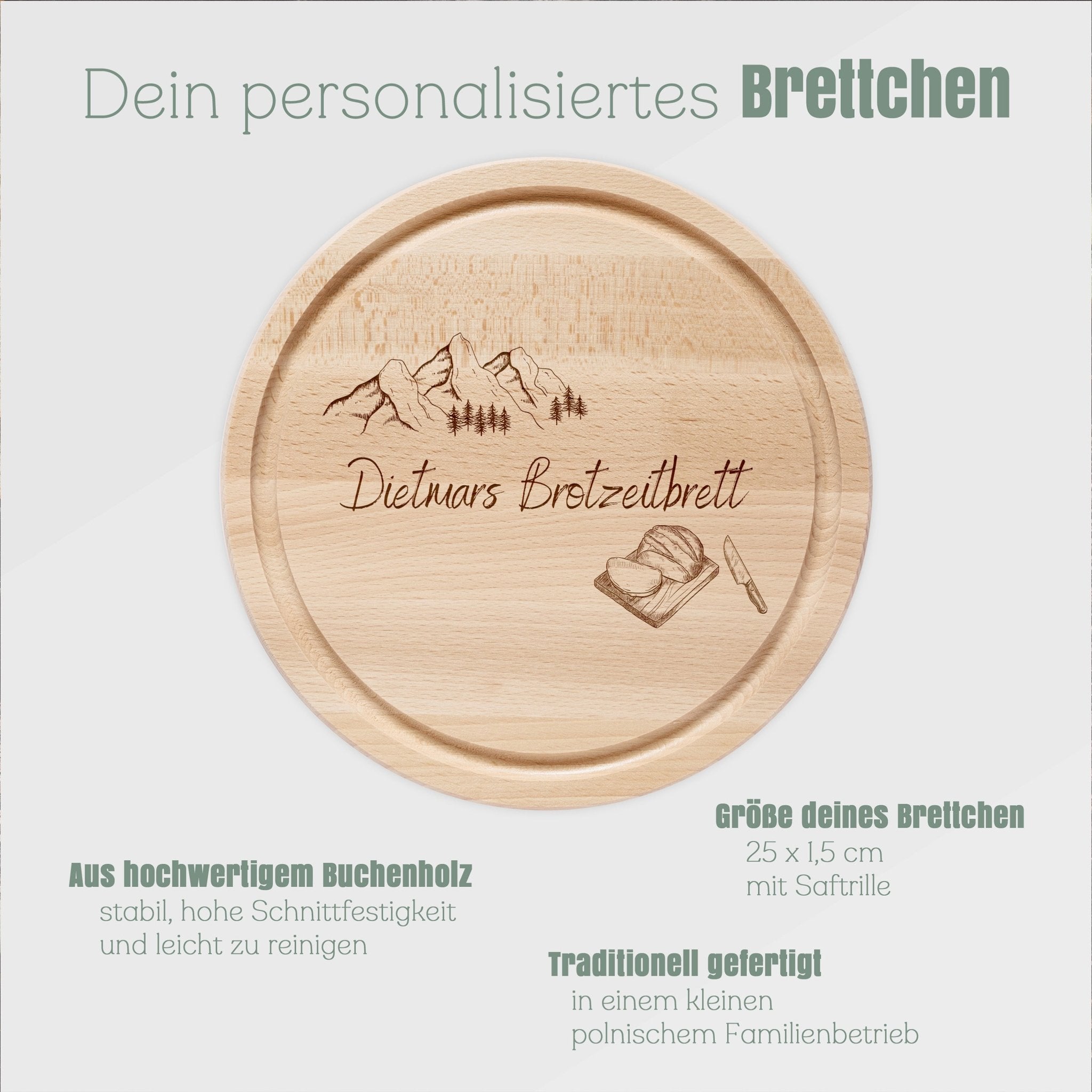Rundes Holzbrett - Brotzeitbrett - Abenteuernah