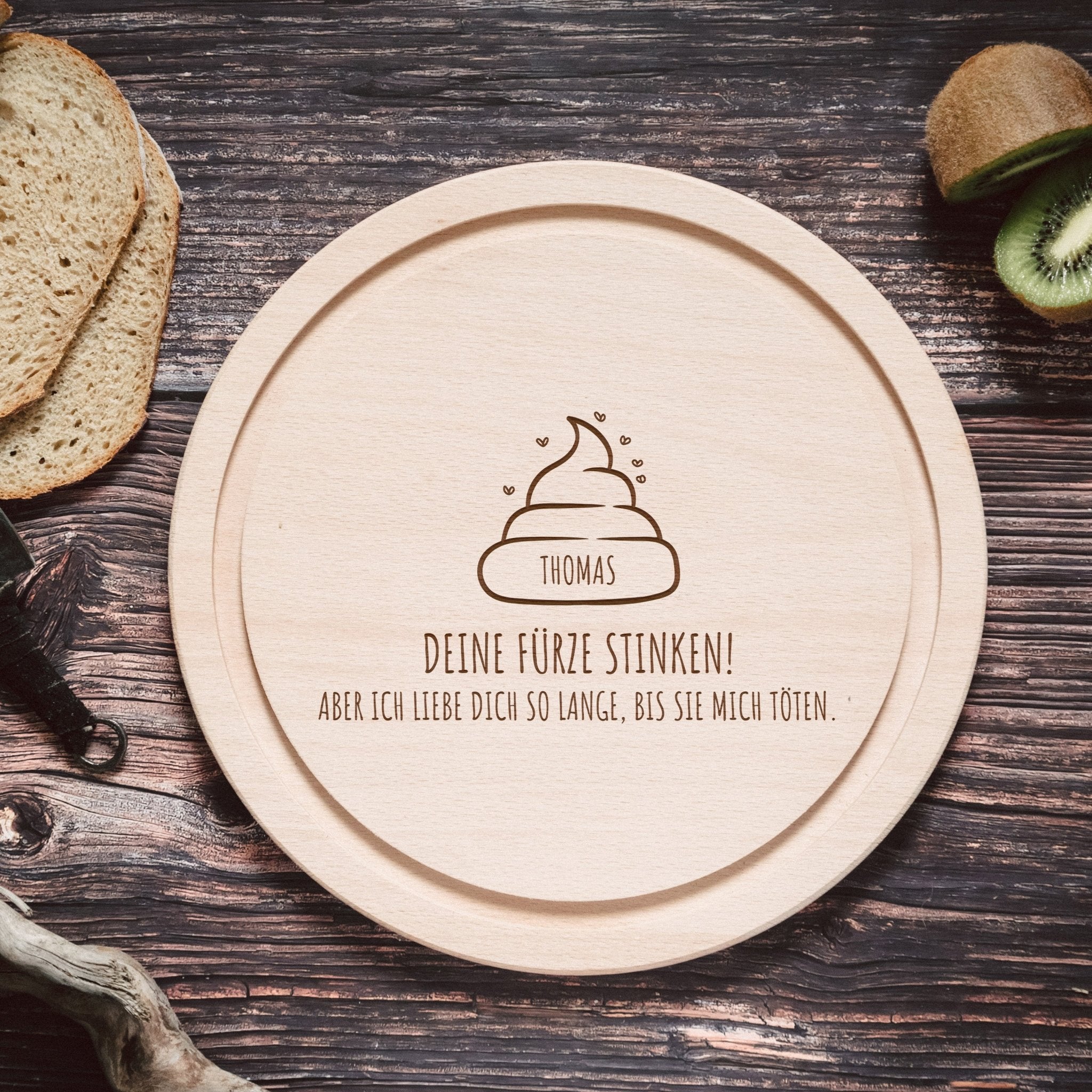 Rundes Holzbrett - Deine Fürze stinken - Abenteuernah