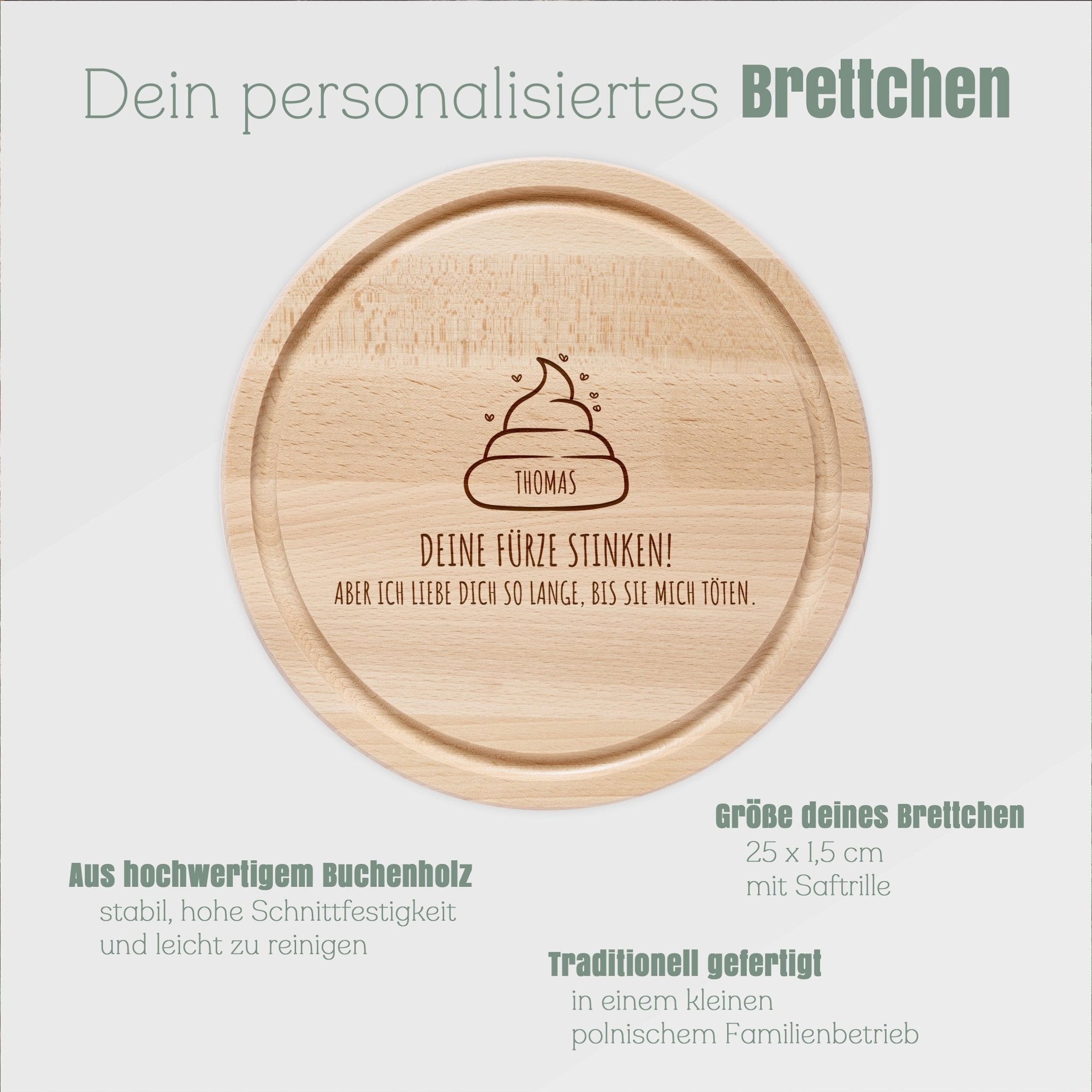 Rundes Holzbrett - Deine Fürze stinken - Abenteuernah