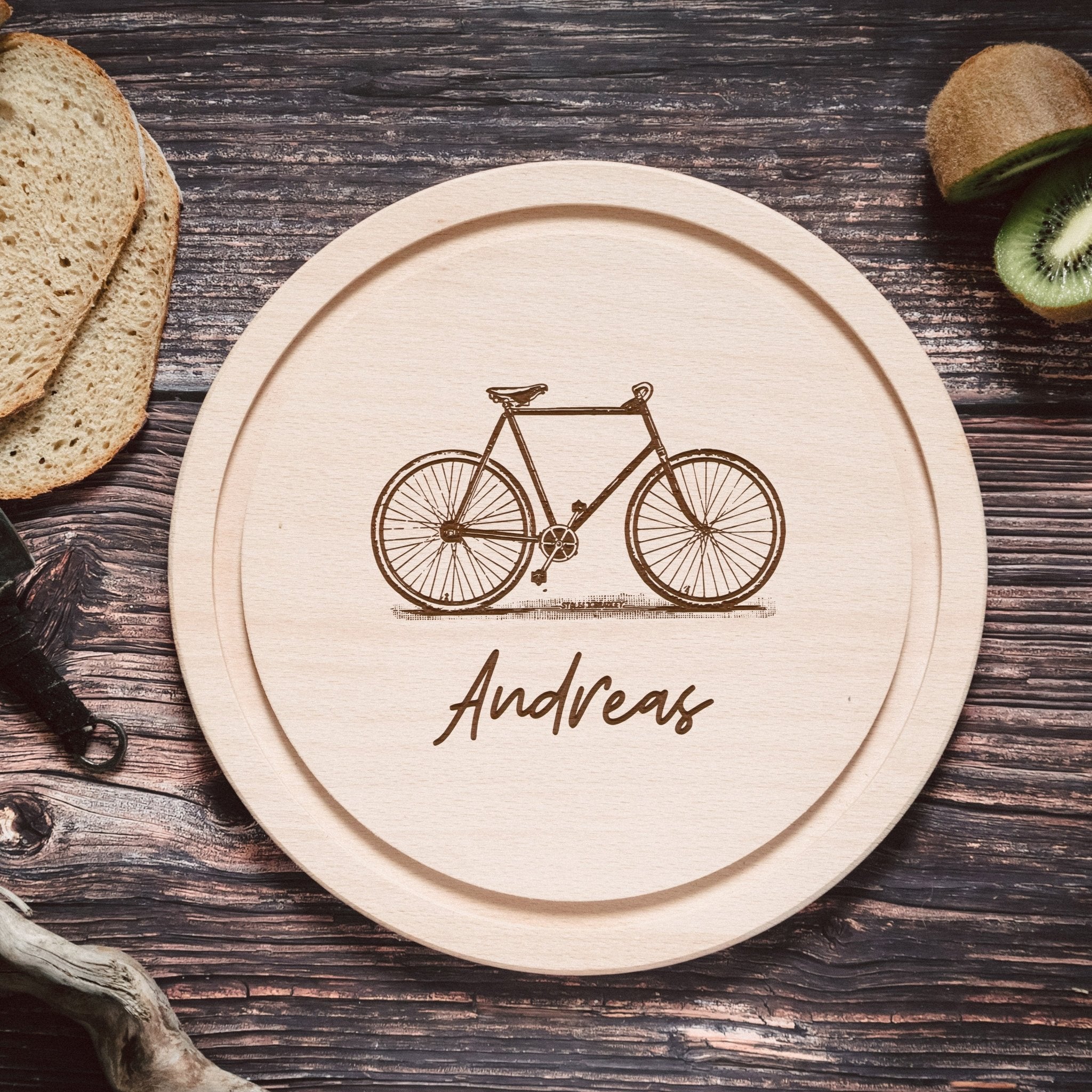 Rundes Holzbrett - Fahrrad - Abenteuernah