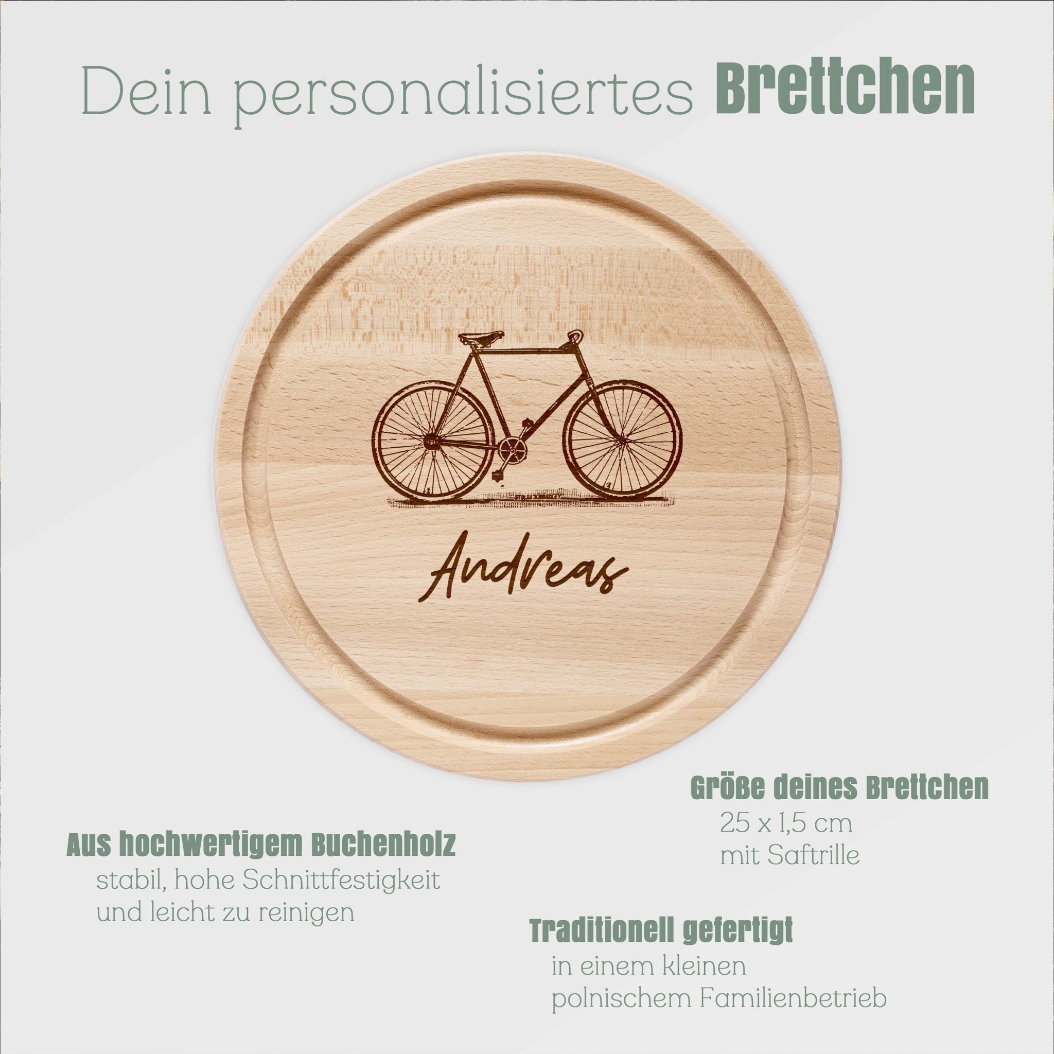 Rundes Holzbrett - Fahrrad - Abenteuernah