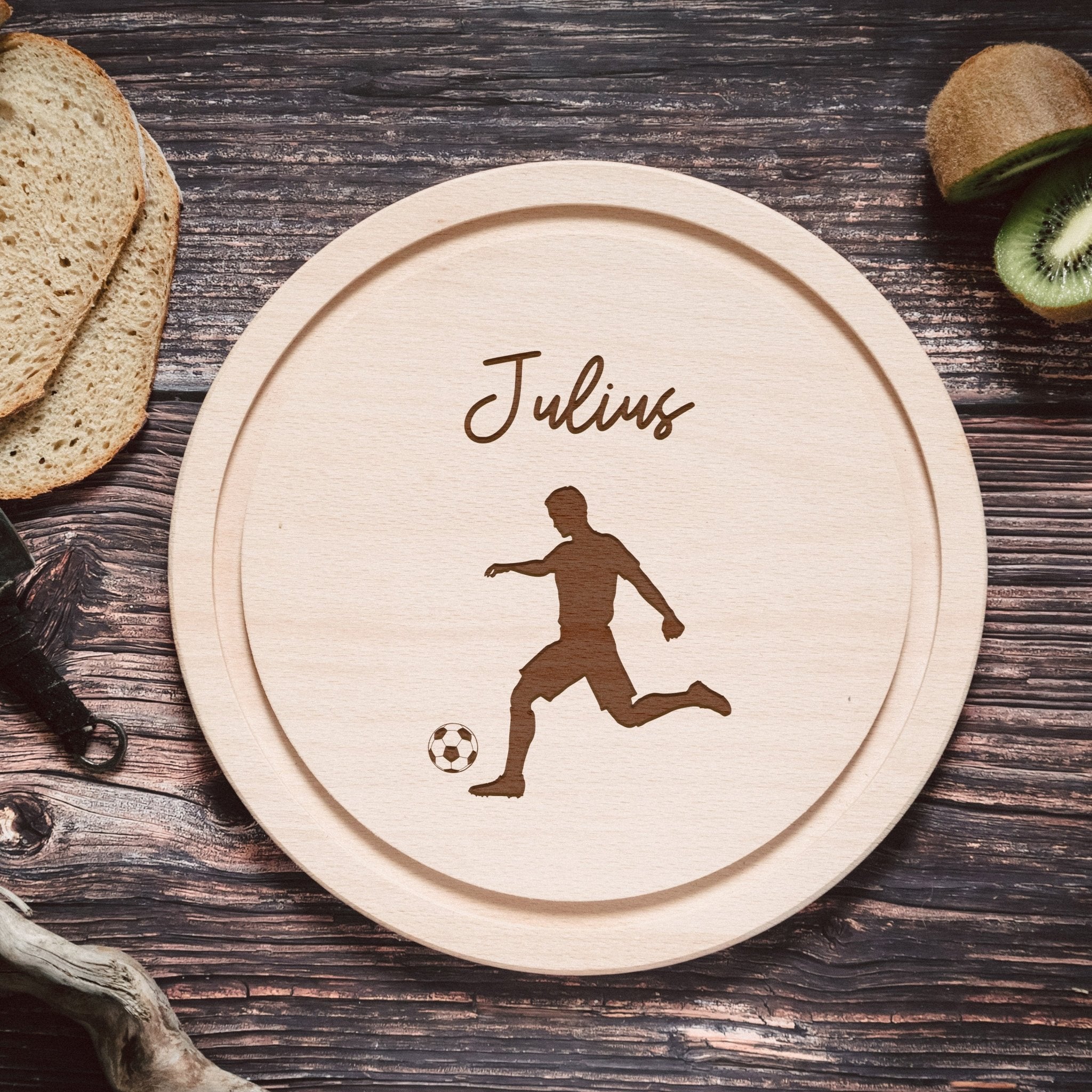 Rundes Holzbrett - Fußballer - Abenteuernah