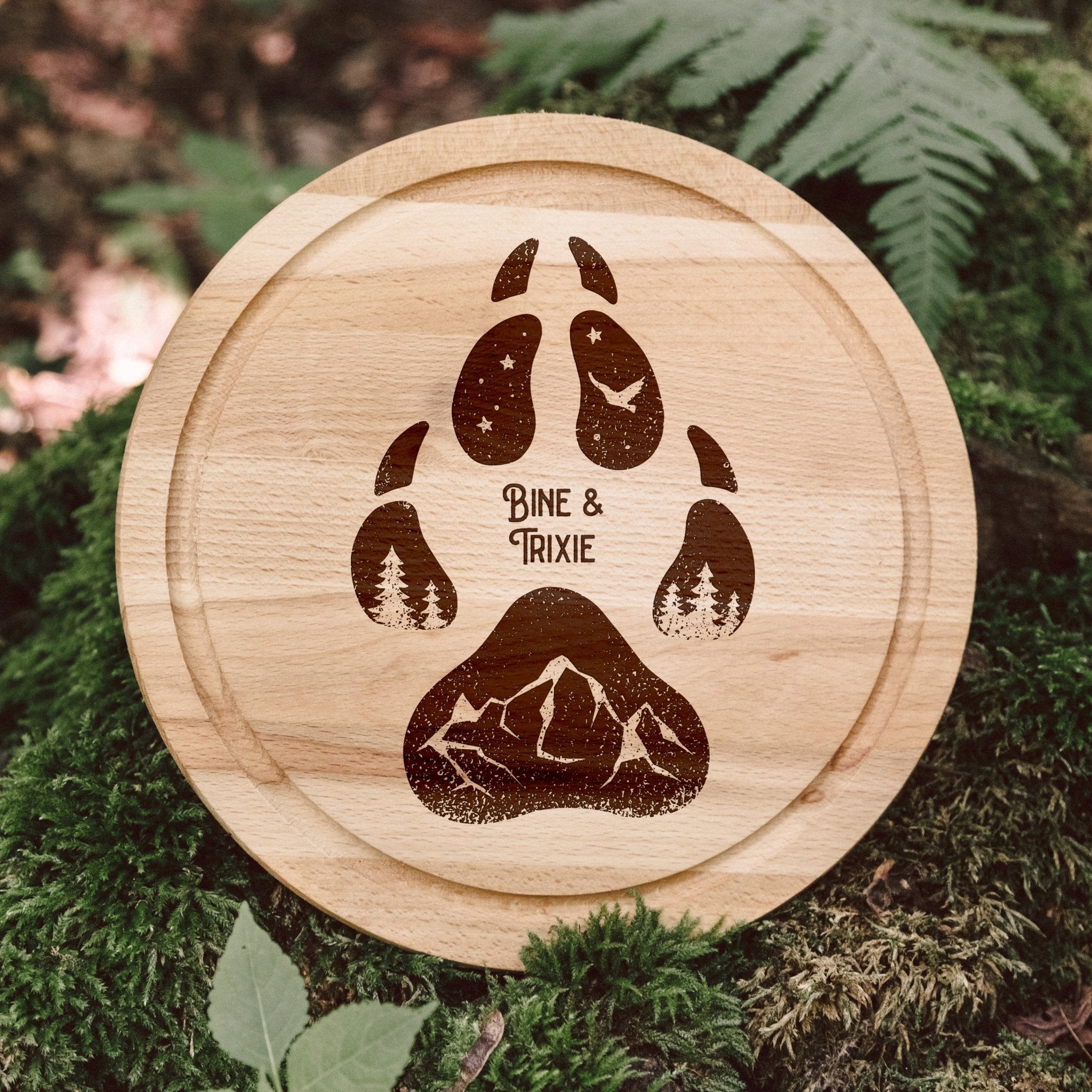 Rundes Holzbrett - Hundepfote - Abenteuernah