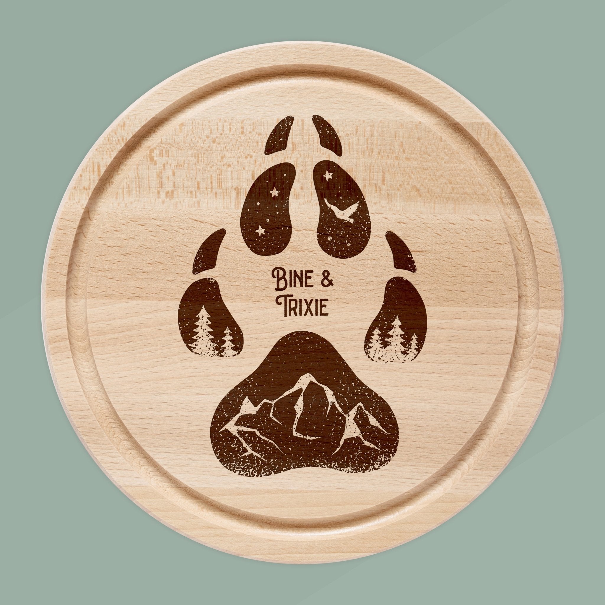 Rundes Holzbrett - Hundepfote - Abenteuernah