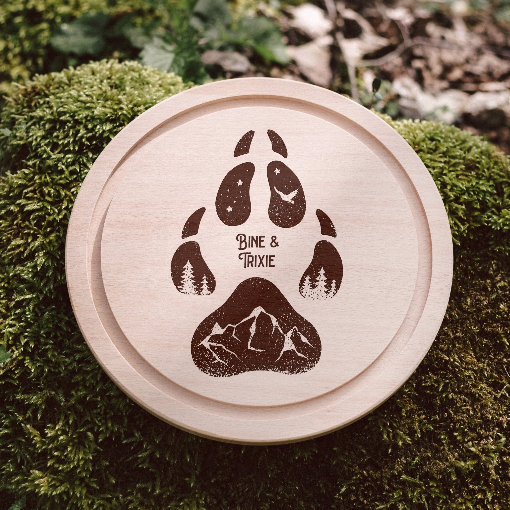 Rundes Holzbrett - Hundepfote - Abenteuernah