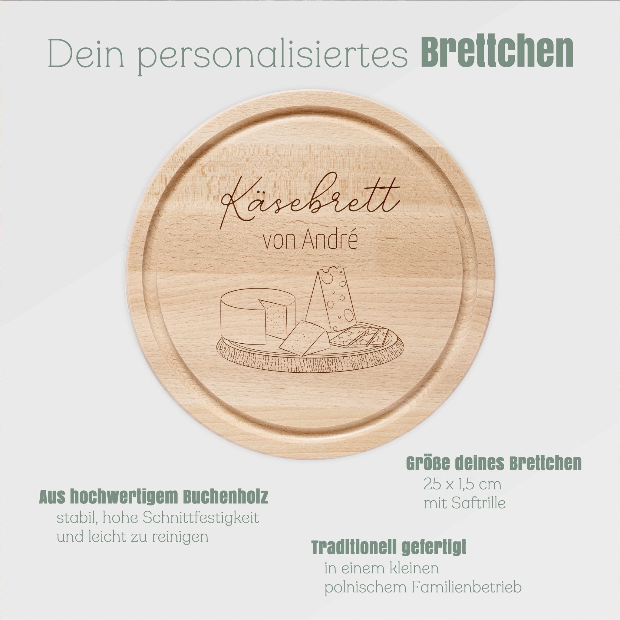 Rundes Holzbrett - Käsebrett - Abenteuernah