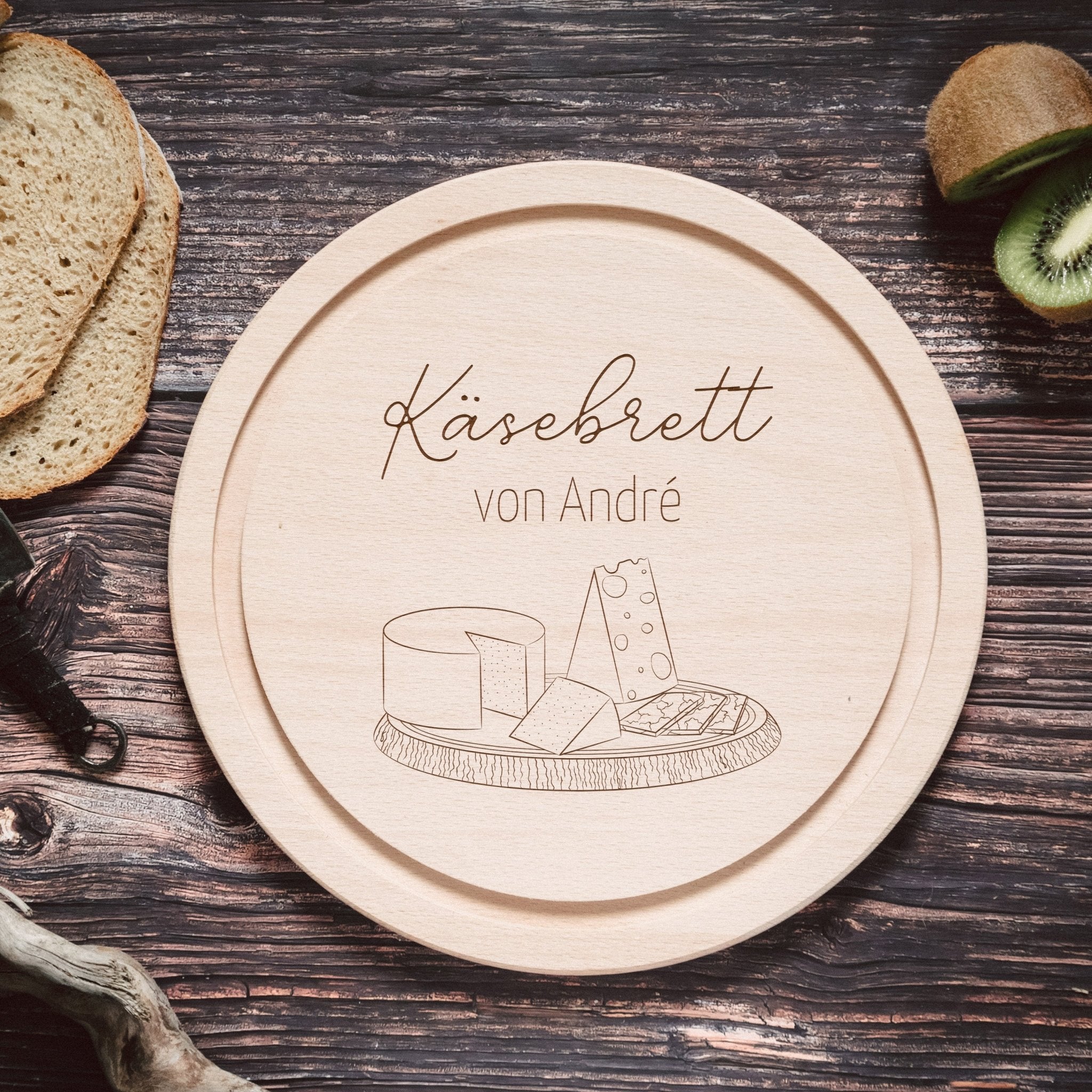 Rundes Holzbrett - Käsebrett - Abenteuernah