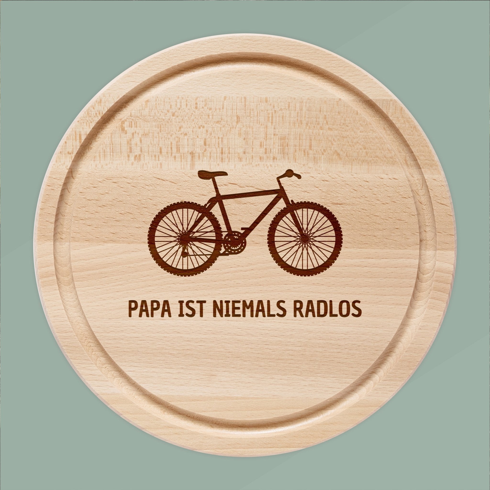 Rundes Holzbrett - Niemals radlos - Abenteuernah