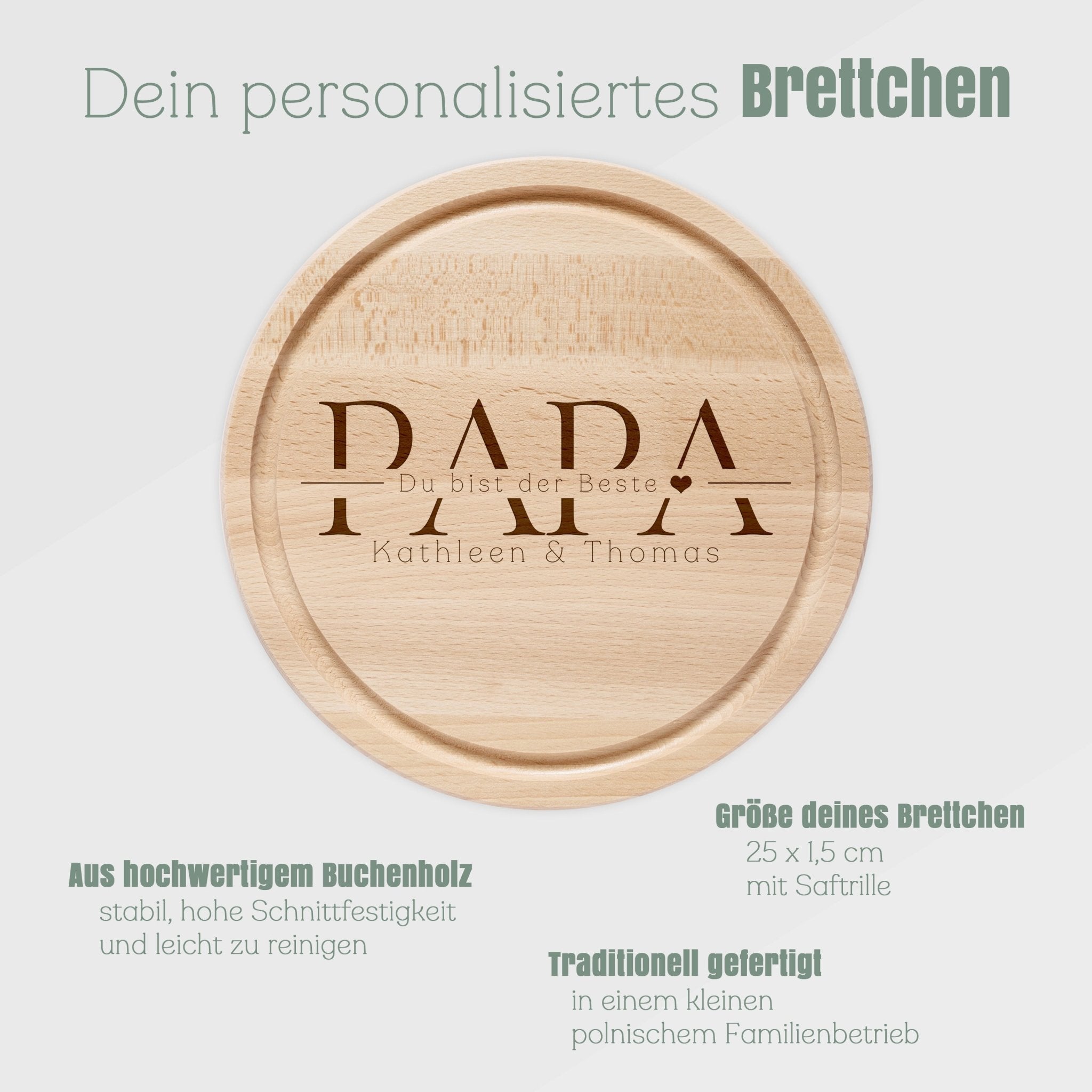 Rundes Holzbrett - Papa du bist der Beste - Abenteuernah