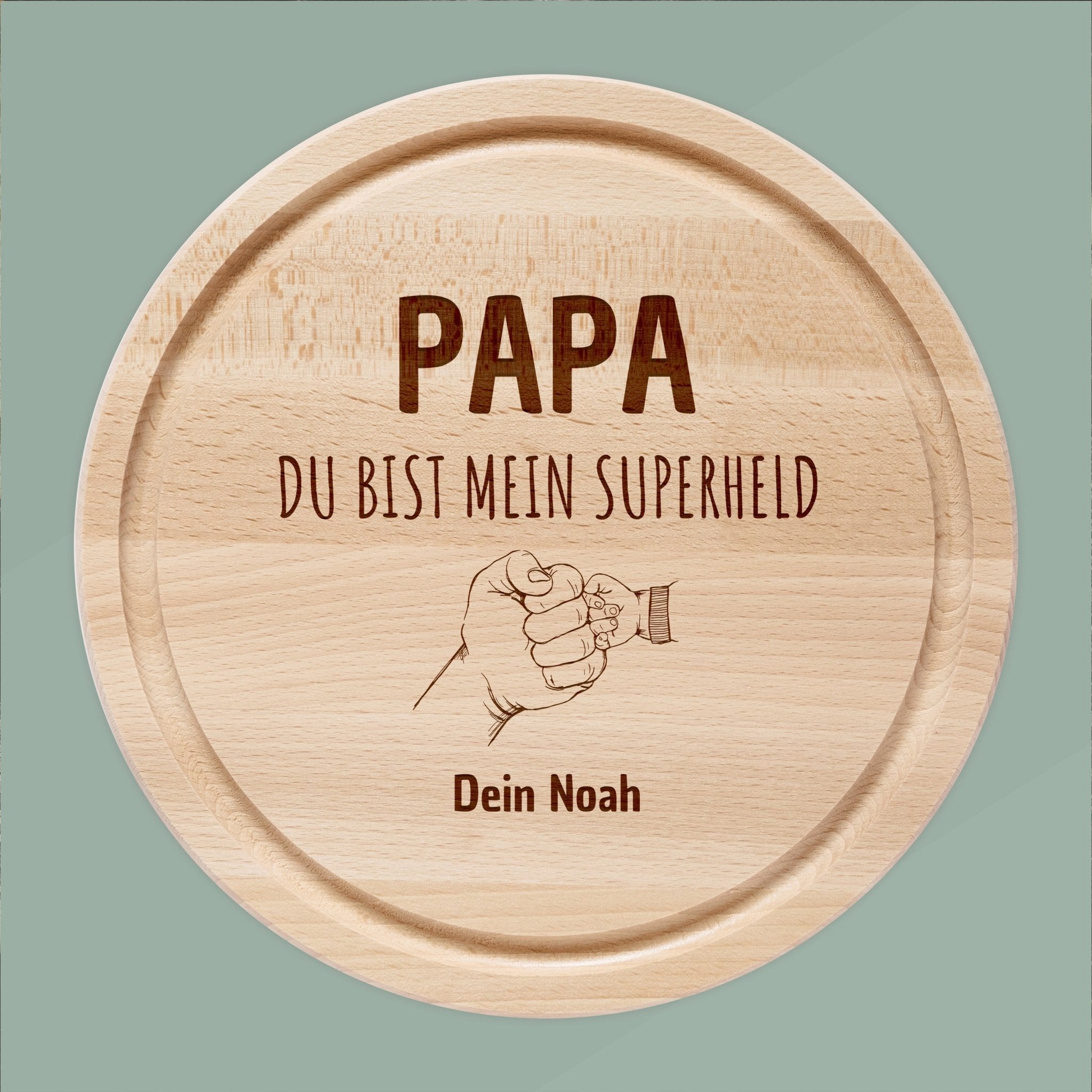 Rundes Holzbrett - Papa mein Superheld - Abenteuernah