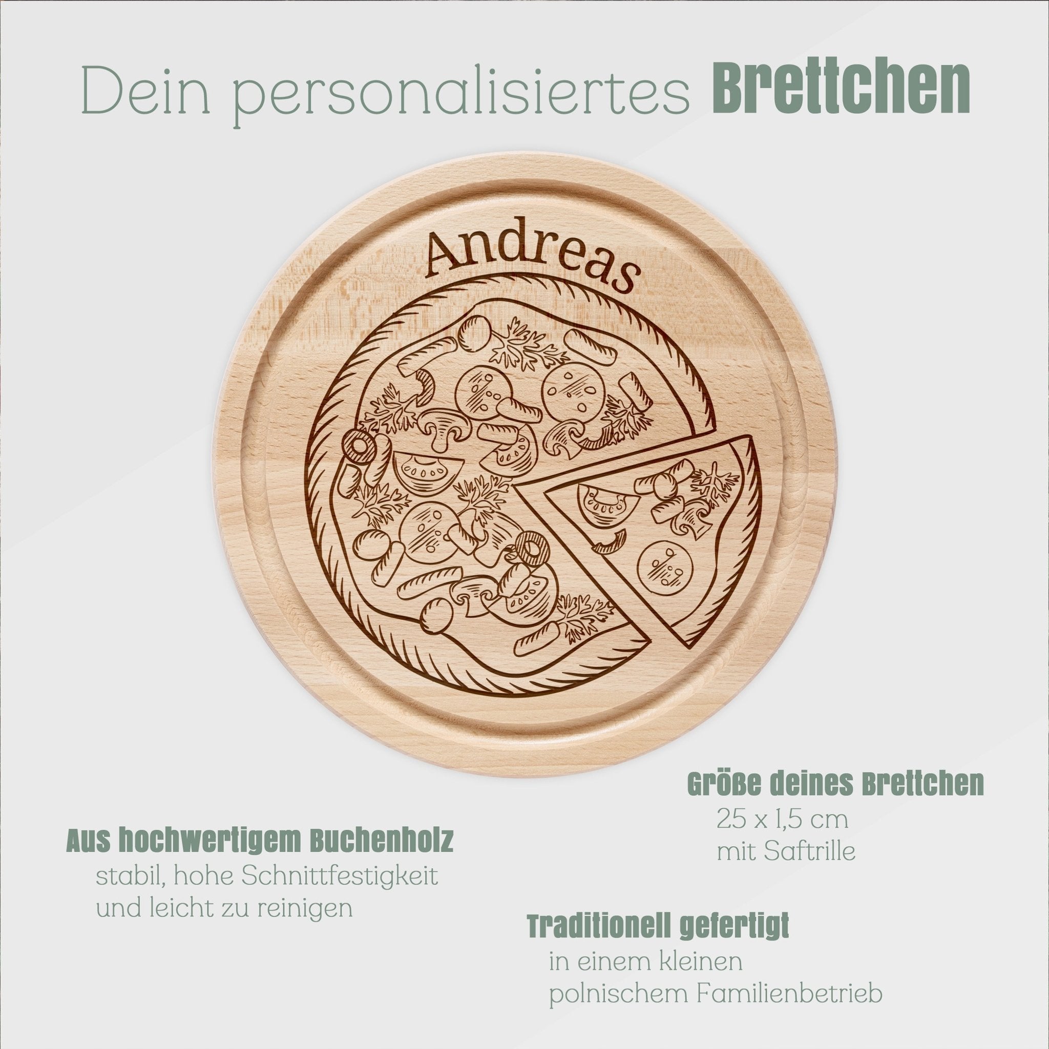 Rundes Holzbrett - Pizza - Abenteuernah