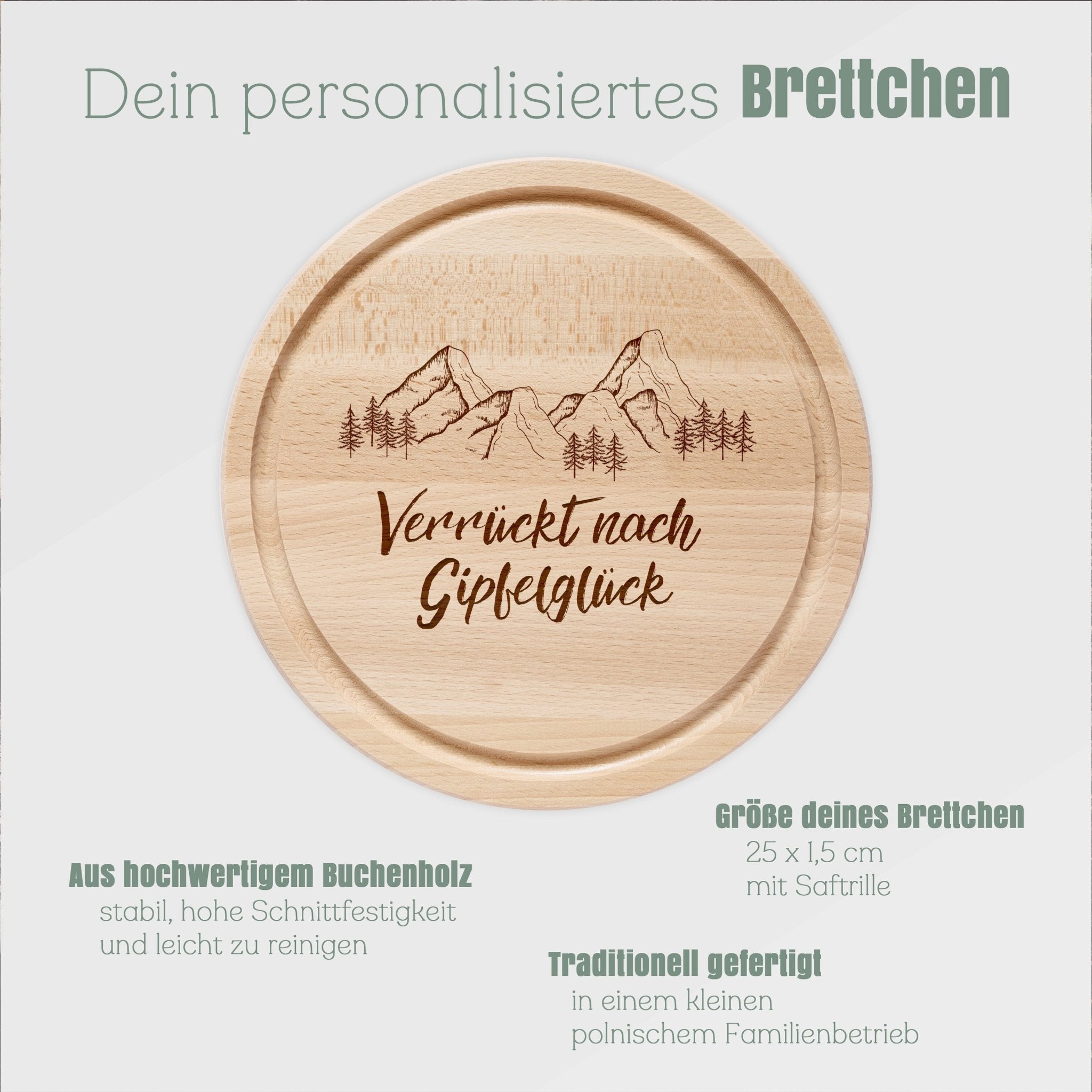 Rundes Holzbrett - Verrückt nach Gipfelglück - Abenteuernah