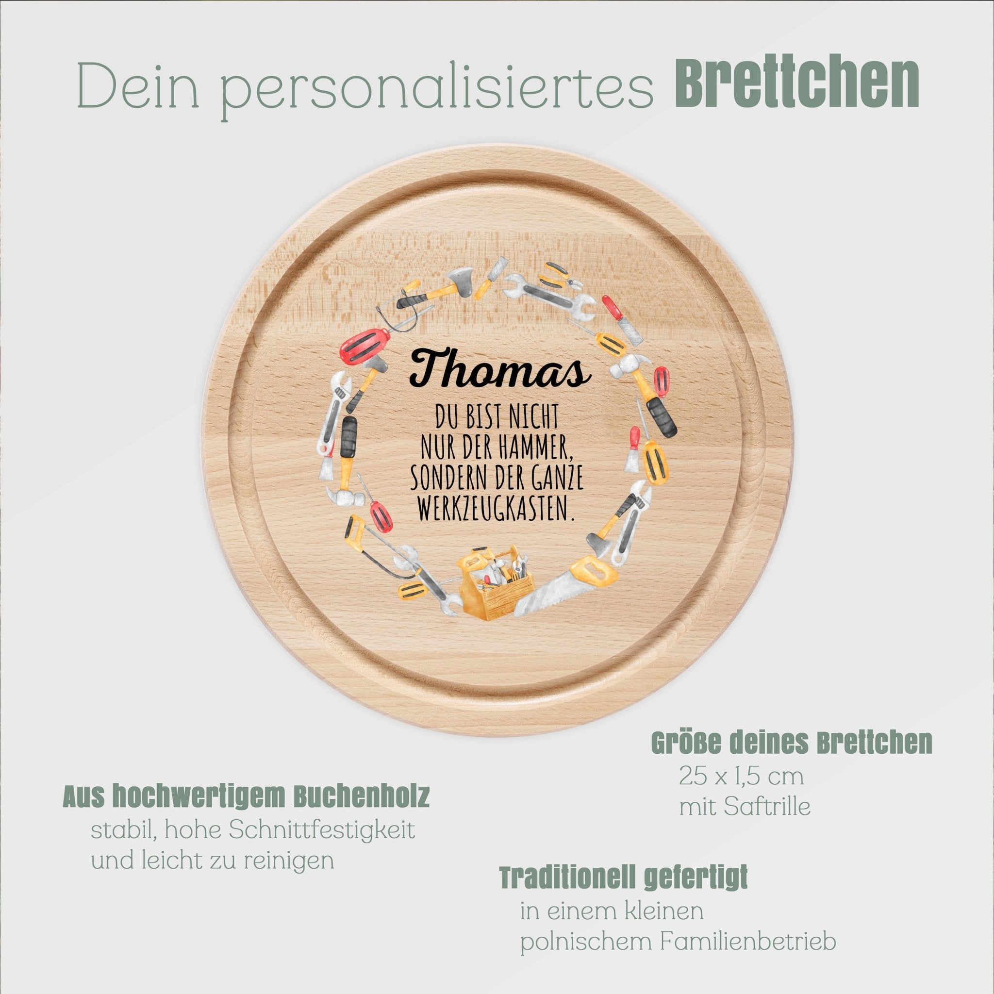 Rundes Holzbrett - Werkzeugkasten farbig - Abenteuernah