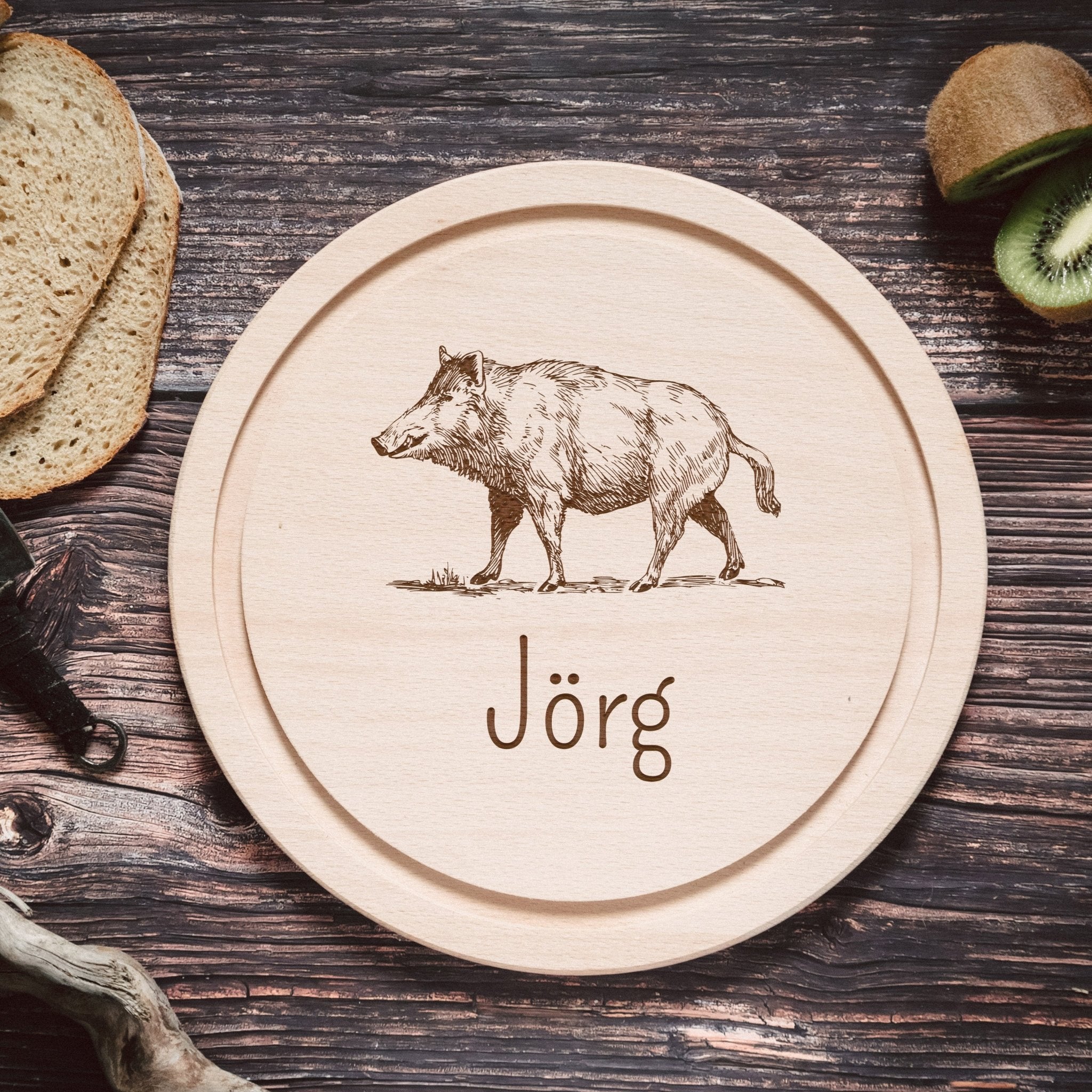 Rundes Holzbrett - Wildschwein - Abenteuernah