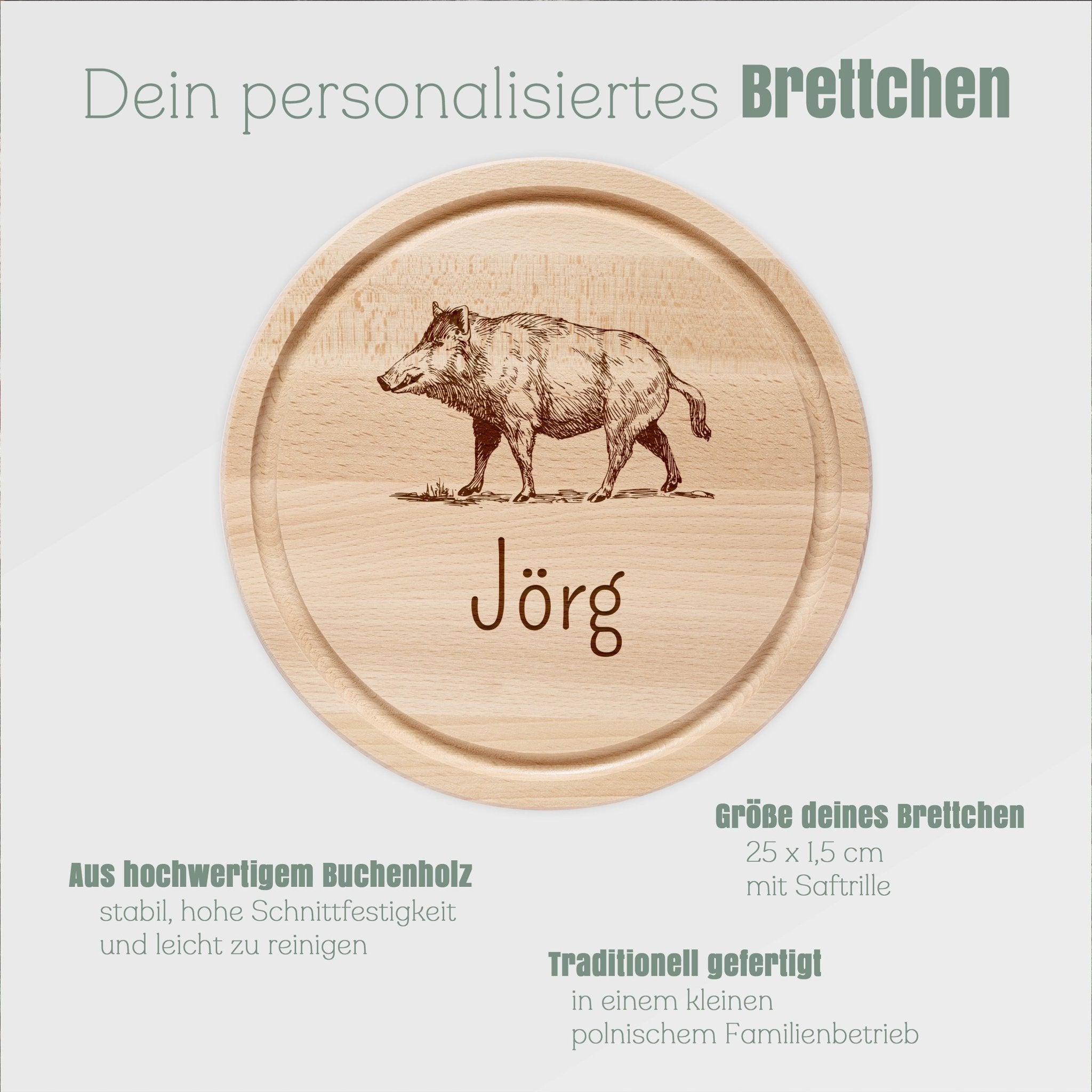 Rundes Holzbrett - Wildschwein - Abenteuernah