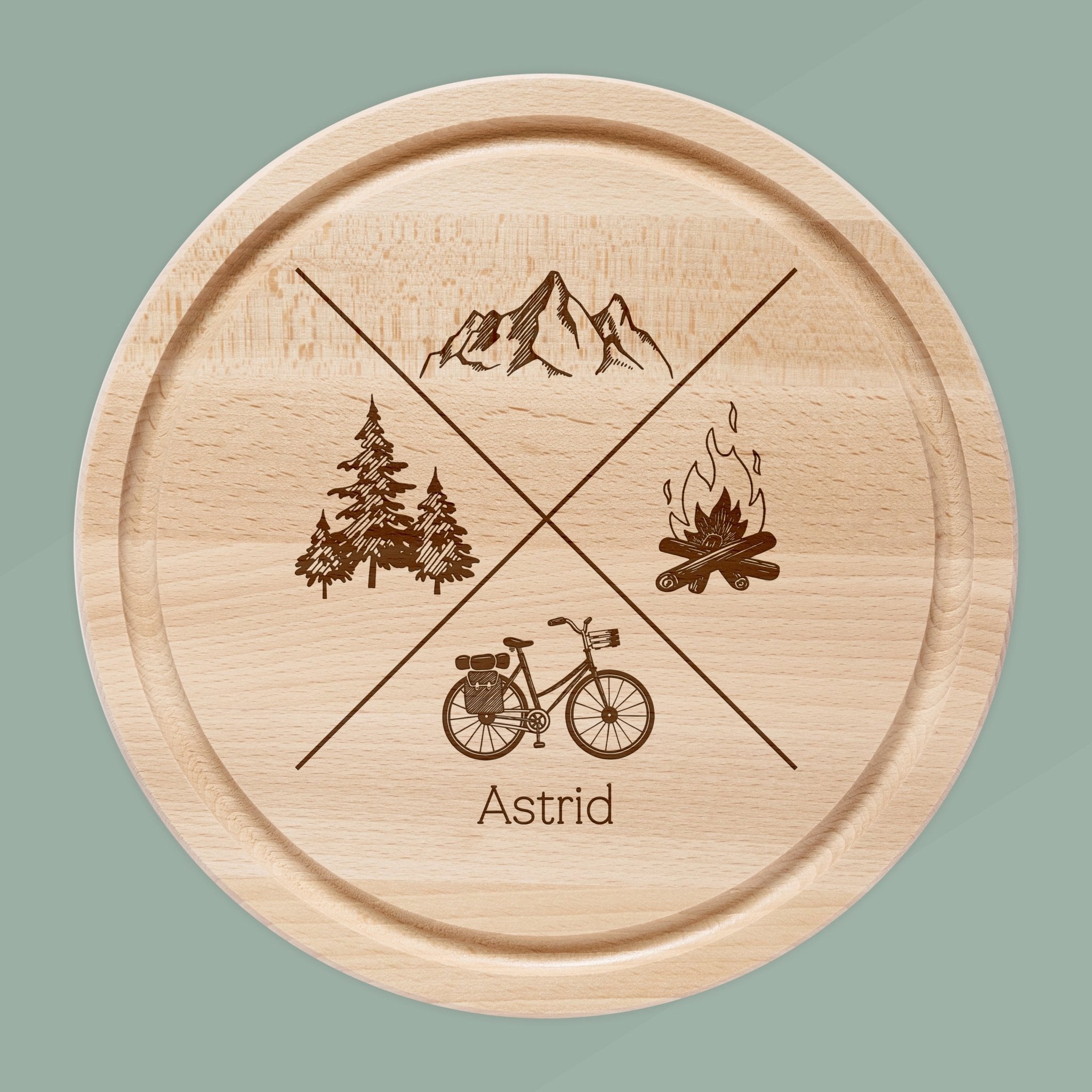 Rundes Holzbrett - X - Motiv - Abenteuernah