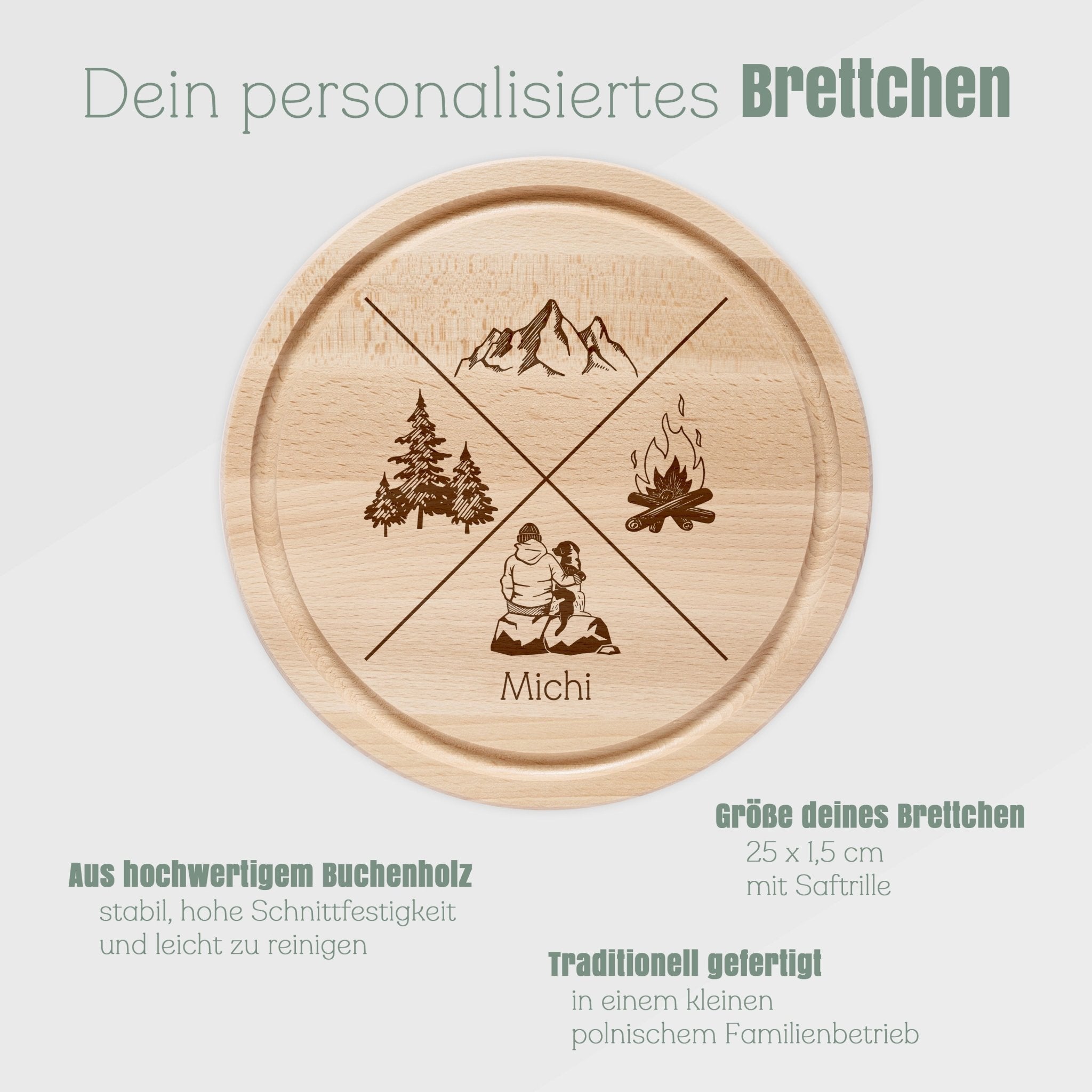 Rundes Holzbrett - X - Motiv - Abenteuernah