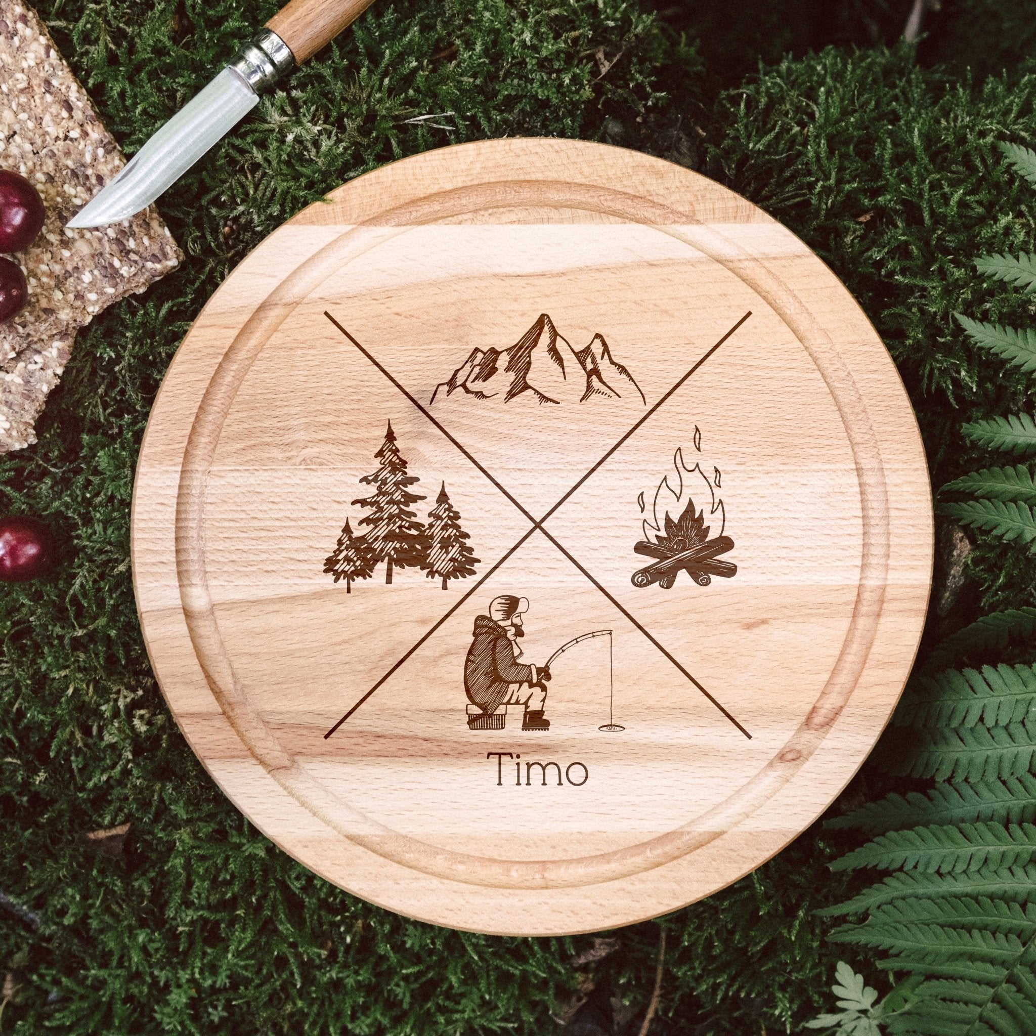 Rundes Holzbrett - X - Motiv - Abenteuernah