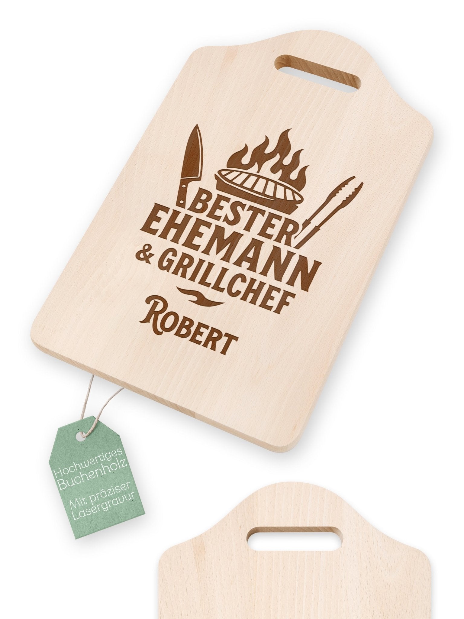 Schneidebrett mit Griffmulde - Bester Ehemann & Grillchef - Abenteuernah