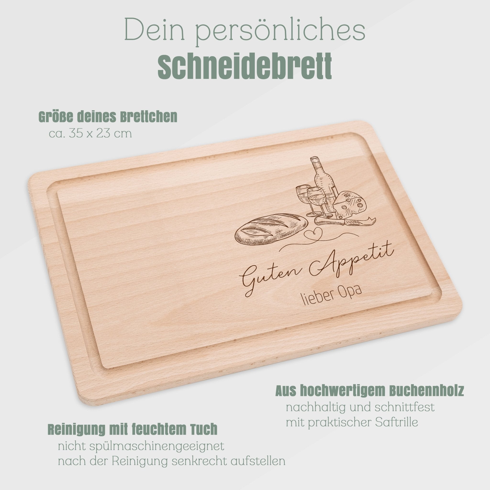 Schneidebrett mit Saftrille - Guten Appetit - Abenteuernah