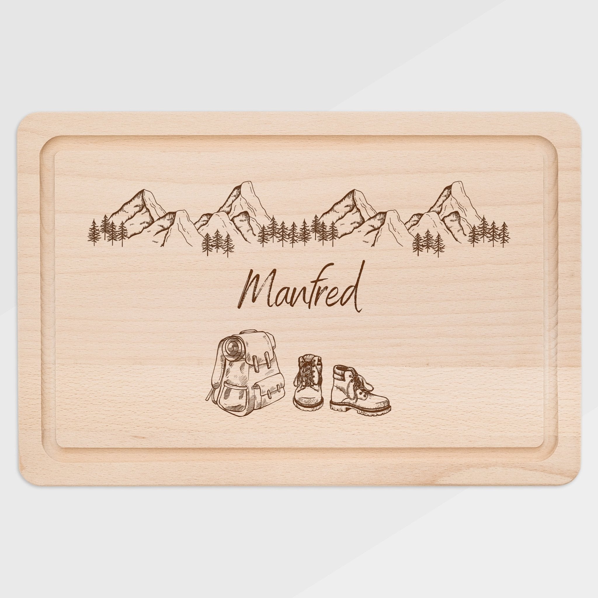 Schneidebrett mit Saftrille - Wanderausrüstung mit Bergen - Abenteuernah