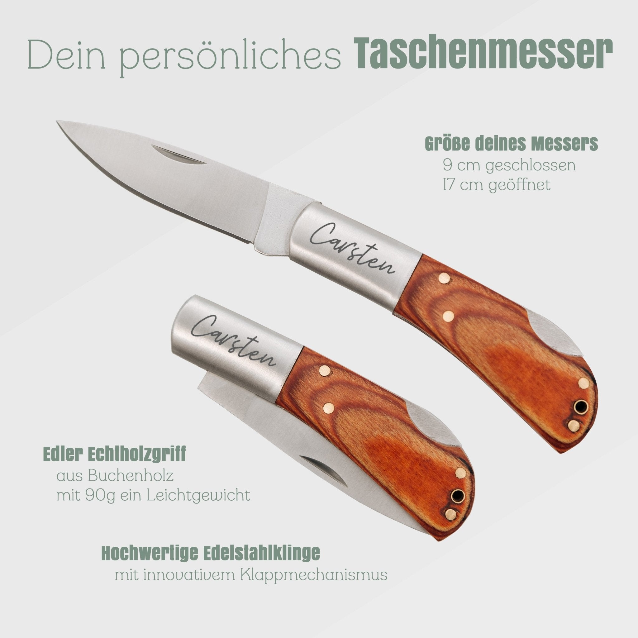 Taschenmesser Holz - Wunschname - Abenteuernah