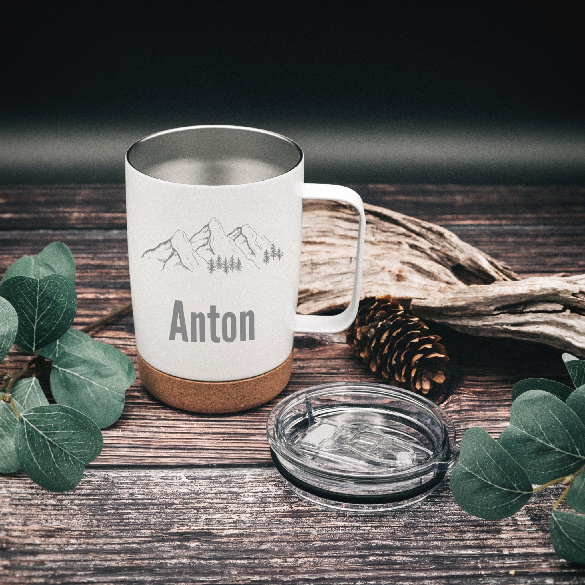Thermobecher mit Korkboden - Motiv und Name - Abenteuernah