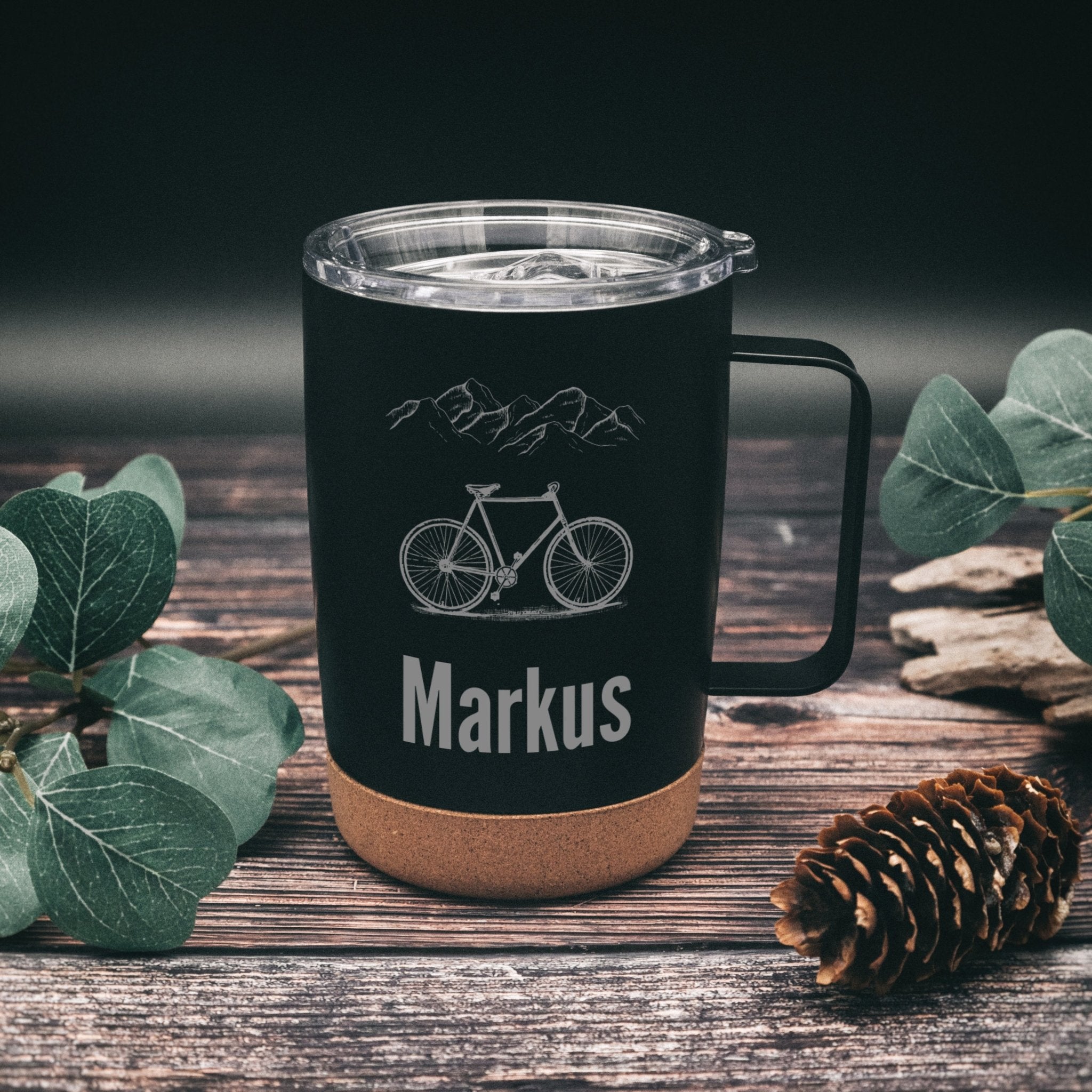 Thermobecher mit Korkboden - Motiv und Name - Abenteuernah