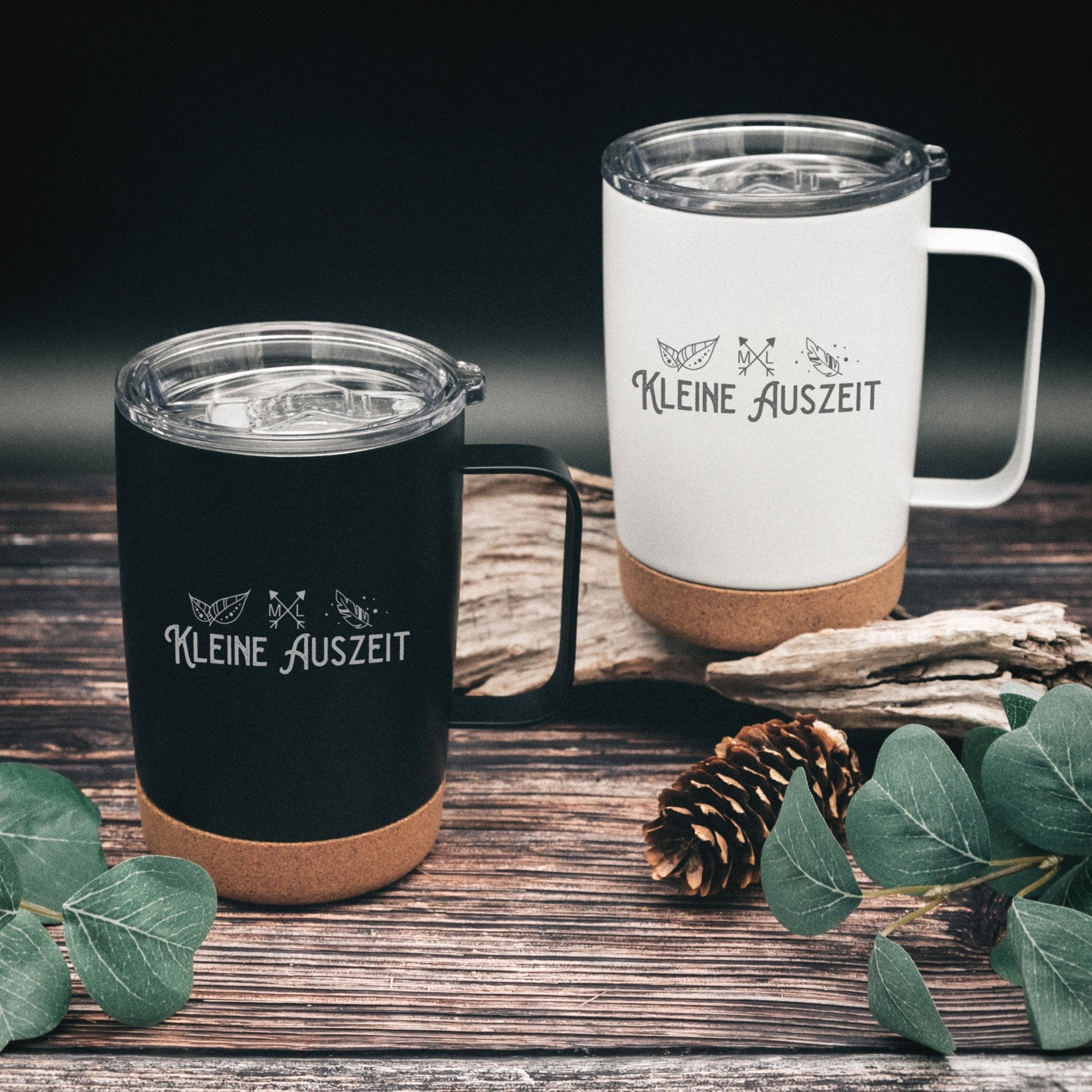 Thermobecher mit Korkboden - Pausenzeit - Abenteuernah