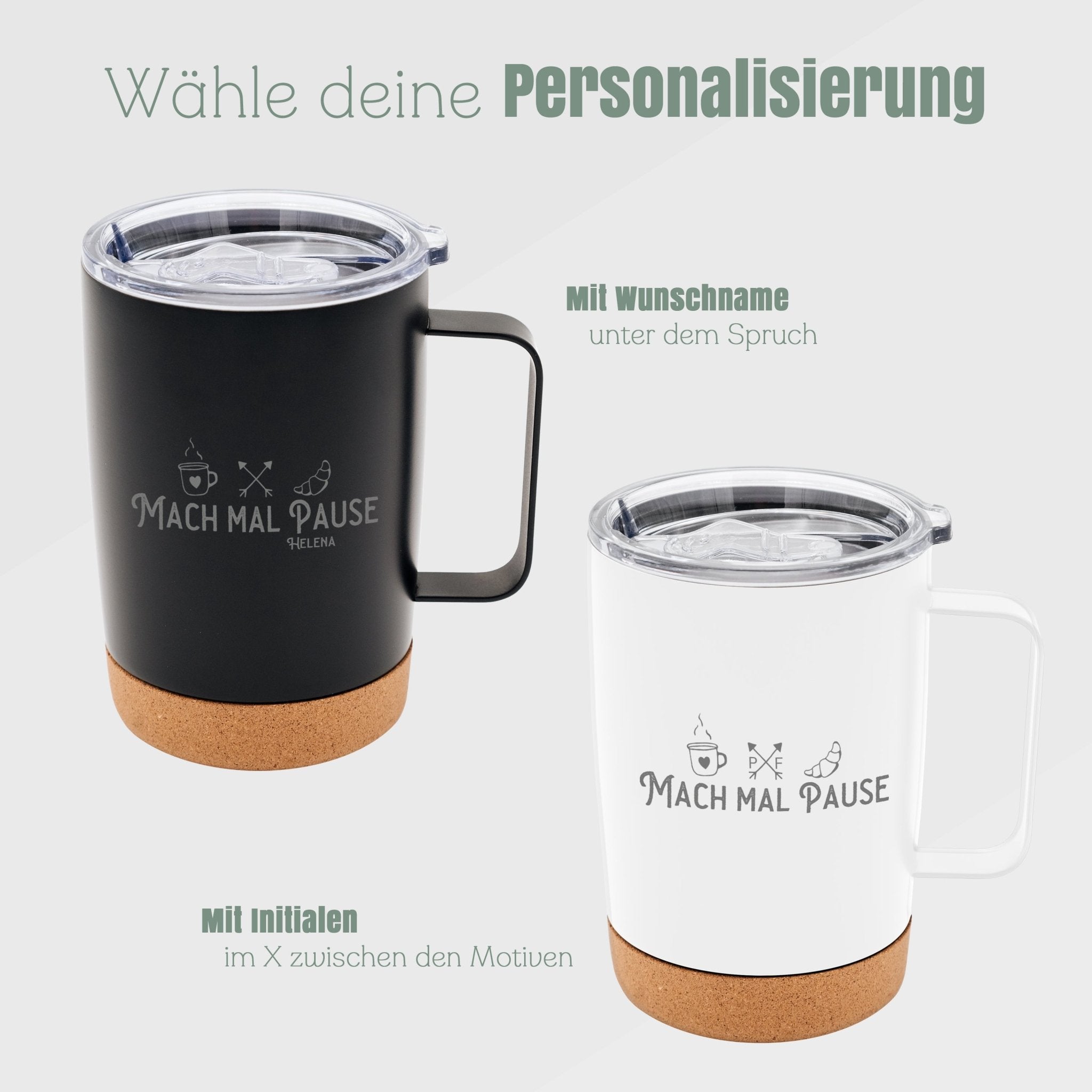 Thermobecher mit Korkboden - Pausenzeit - Abenteuernah