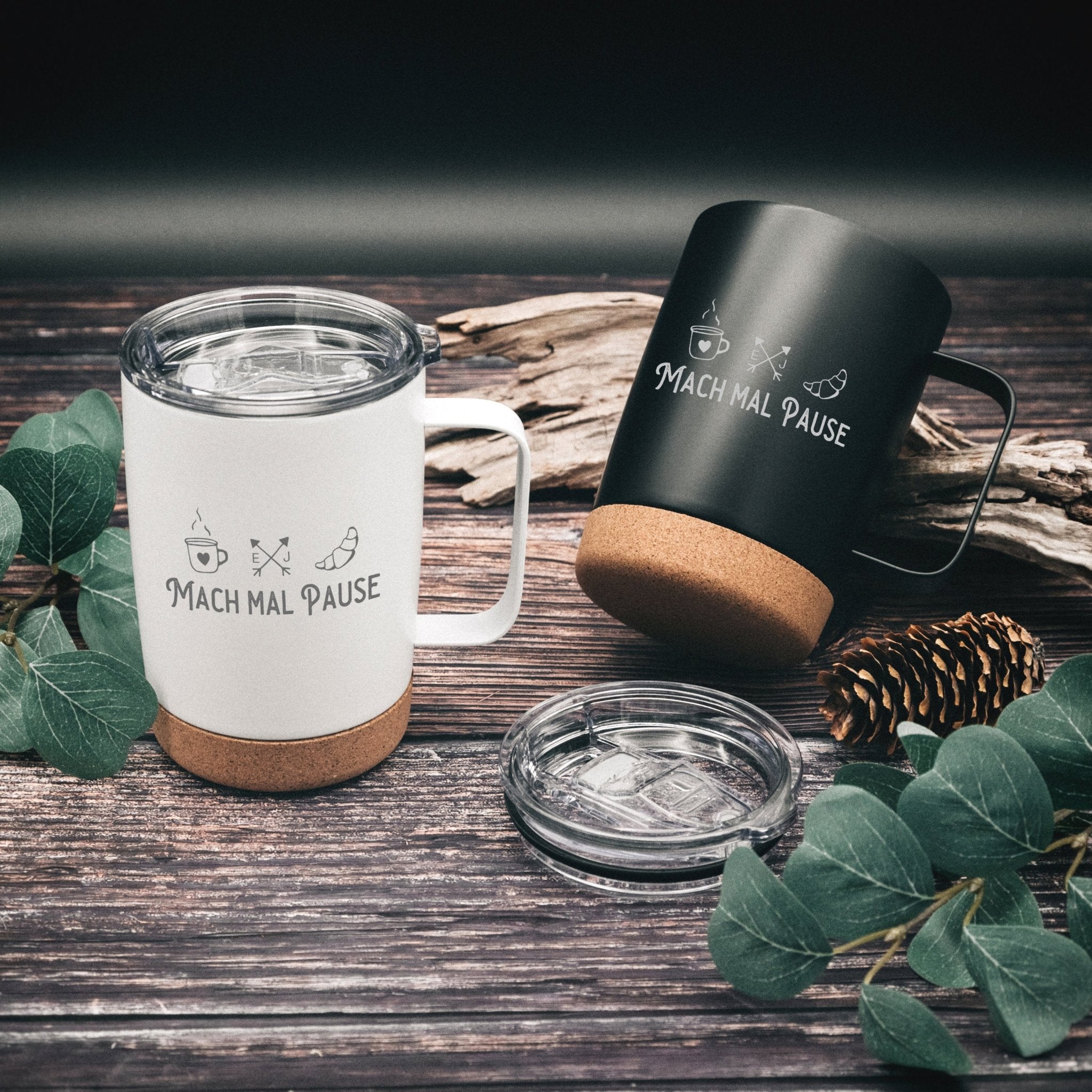 Thermobecher mit Korkboden - Pausenzeit - Abenteuernah