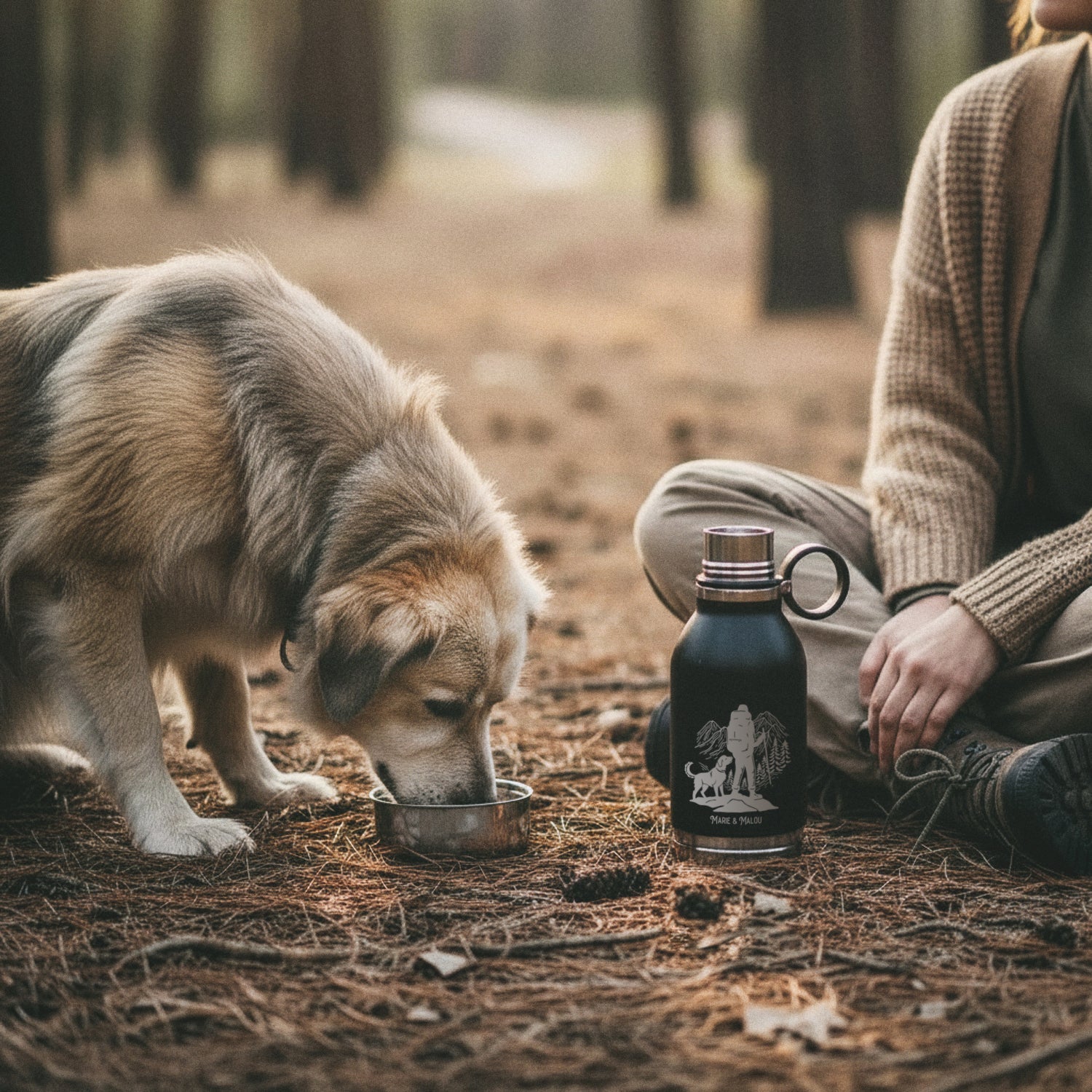 Trinkflasche Buddy klein - Wanderer und Hund - Abenteuernah