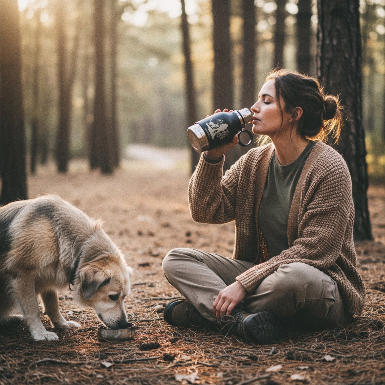 Trinkflasche Buddy klein - Wanderer und Hund - Abenteuernah