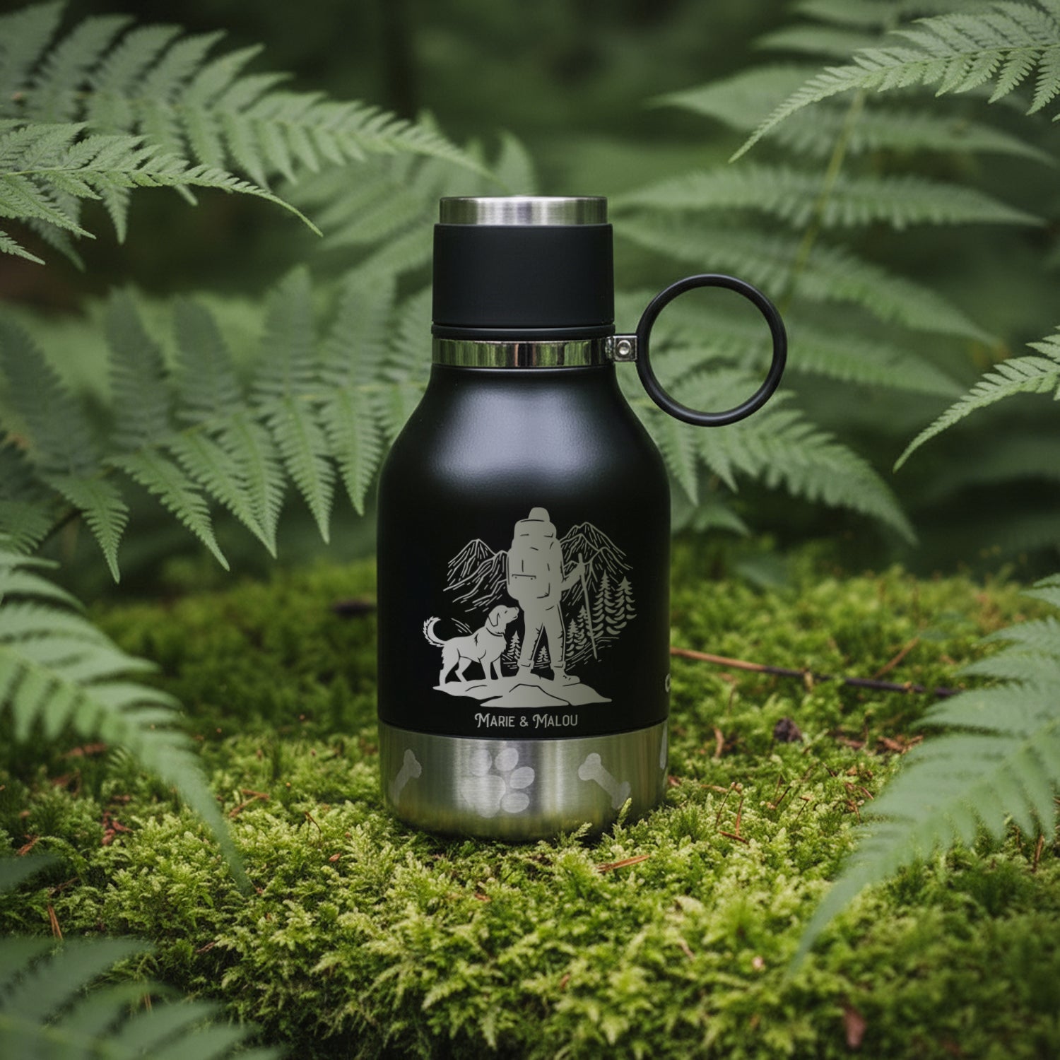 Trinkflasche Buddy klein - Wanderer und Hund - Abenteuernah